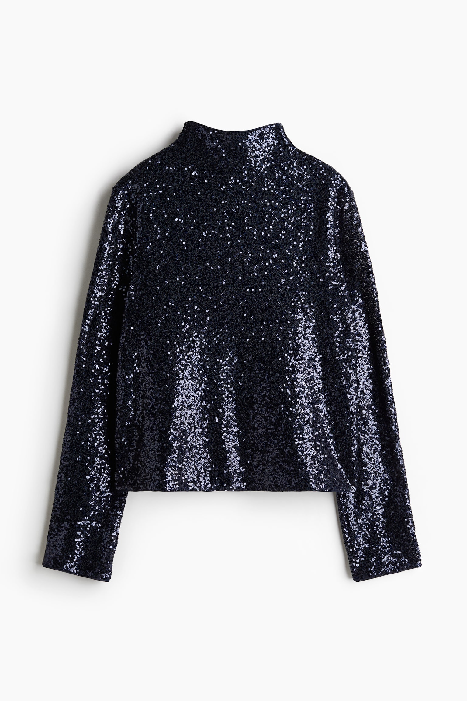 Sequined turtleneck top - Navy blue/Light beige/Silver-coloured/Black - 2