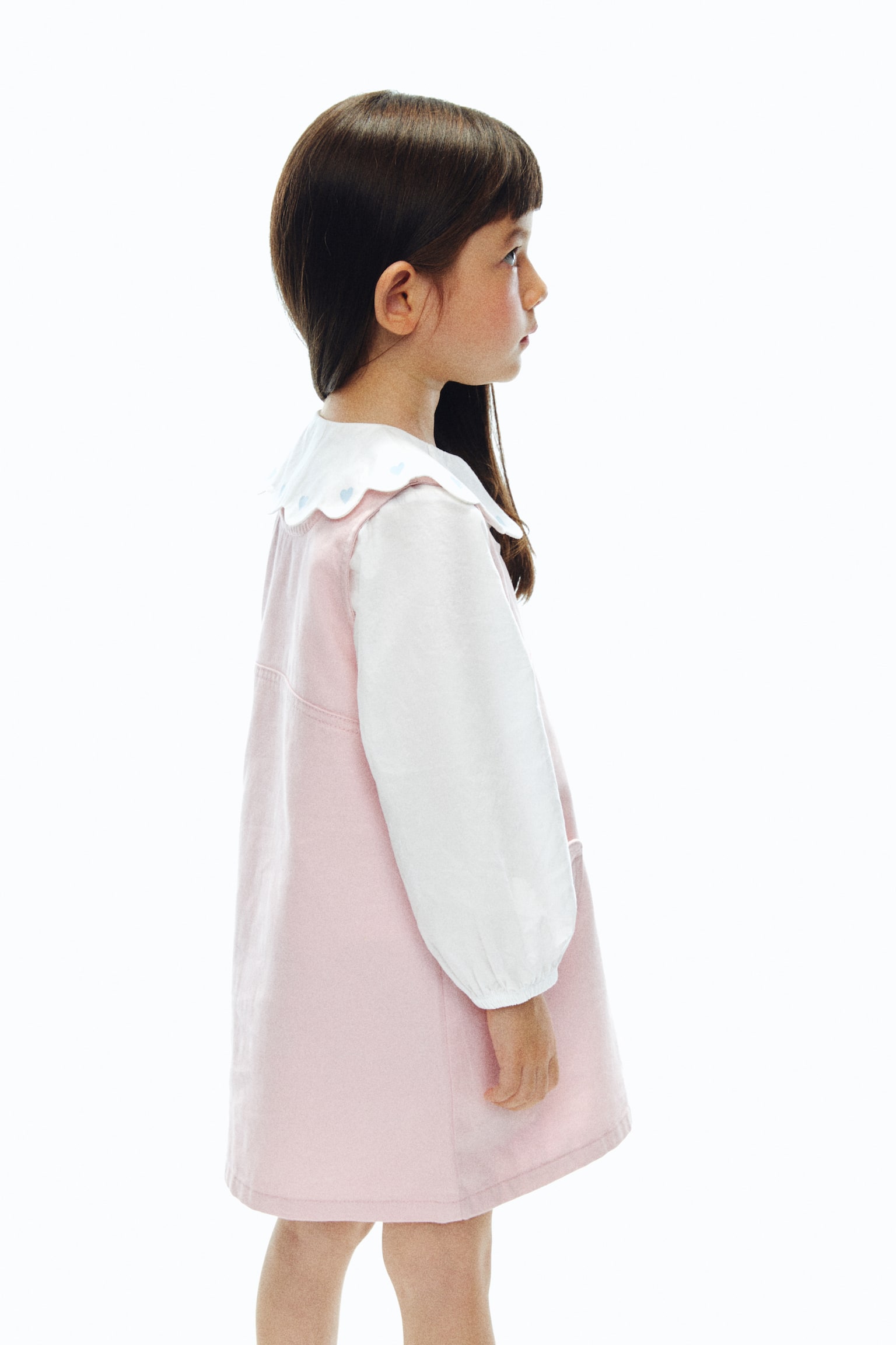 Twill pinafore dress - Light pink - 4