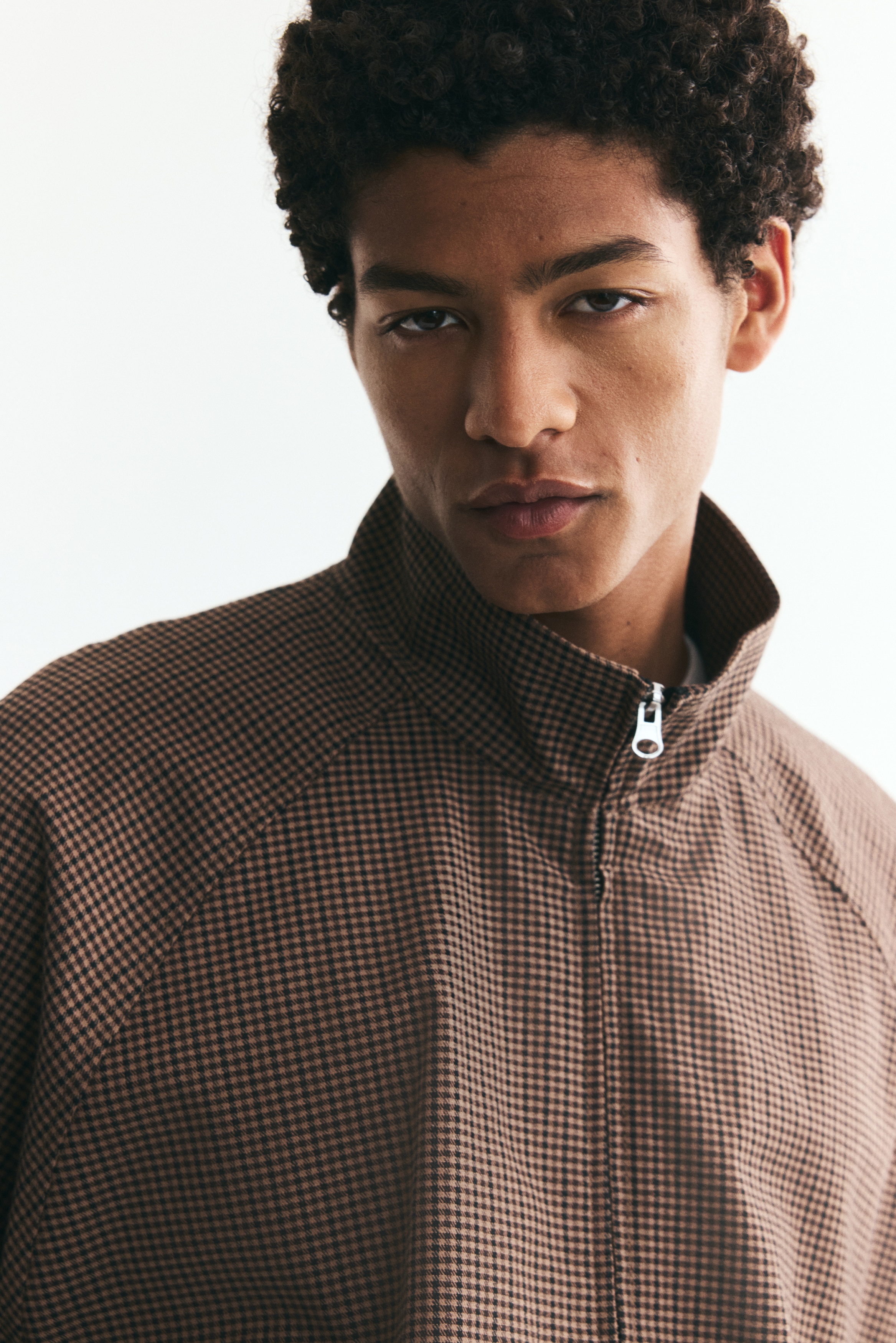 Men's Brown/Dogtooth pattern Harrington-style jacket | H&M IN