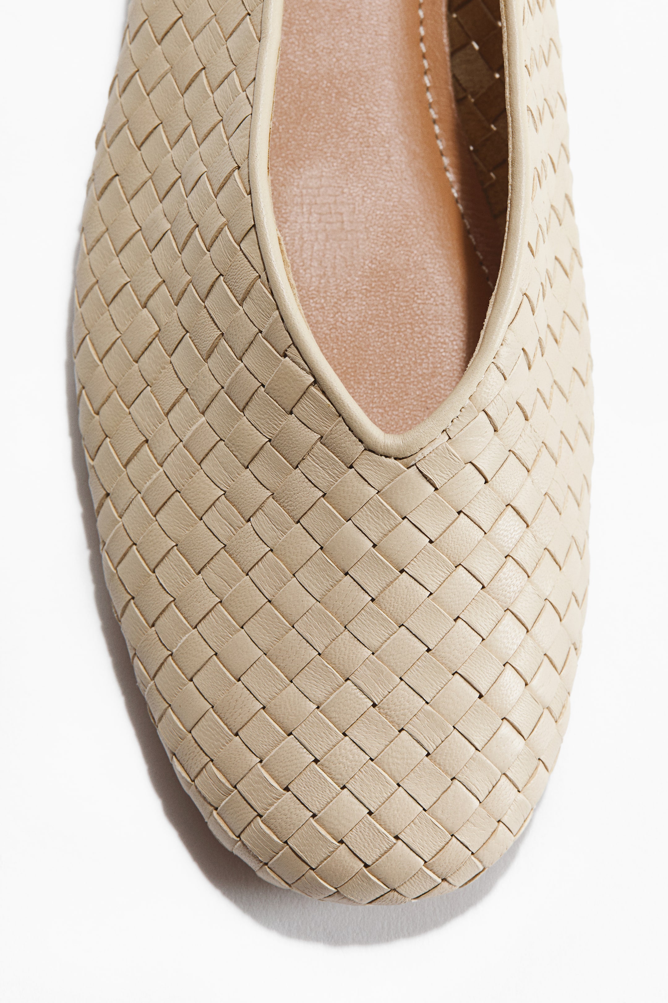 Women s Light Beige Braided Leather Flats H M CA women-s-light-beige-braided-leather-flats-h-m-ca