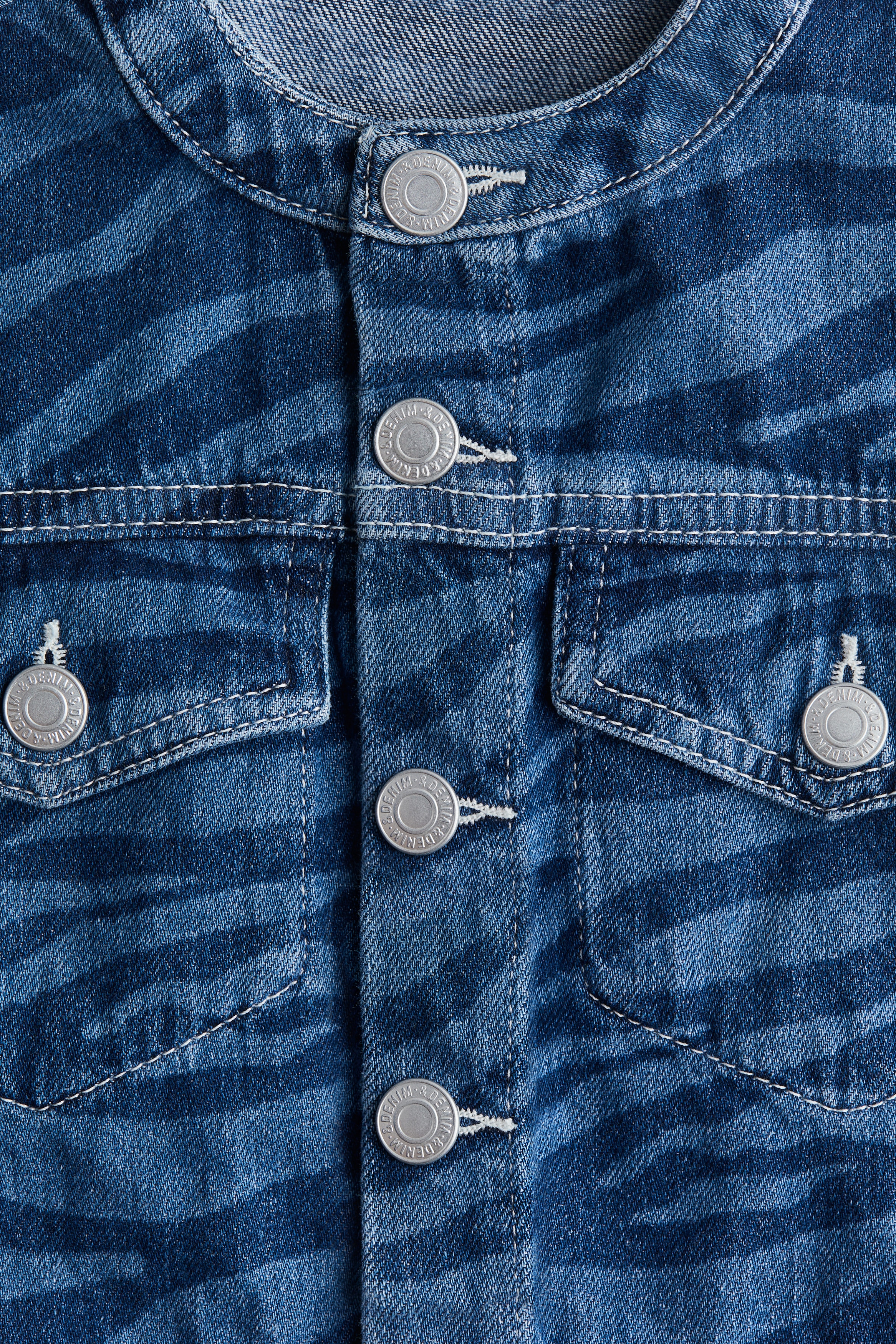 Denim blue/zebra print Boxy denim jacket for kids | H&M US