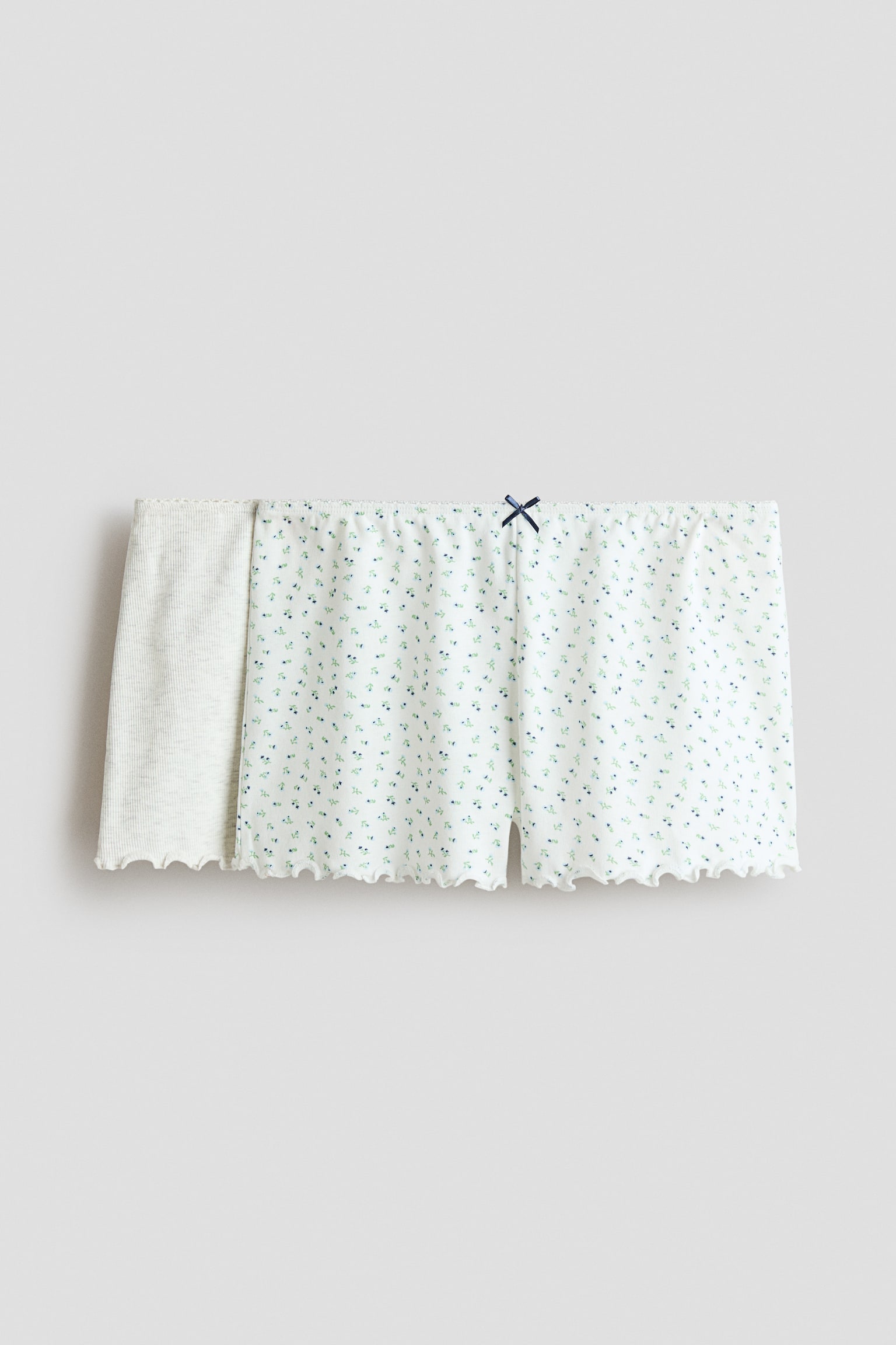 2-pack pyjamasshorts i bomull - Vit/Blåblommig