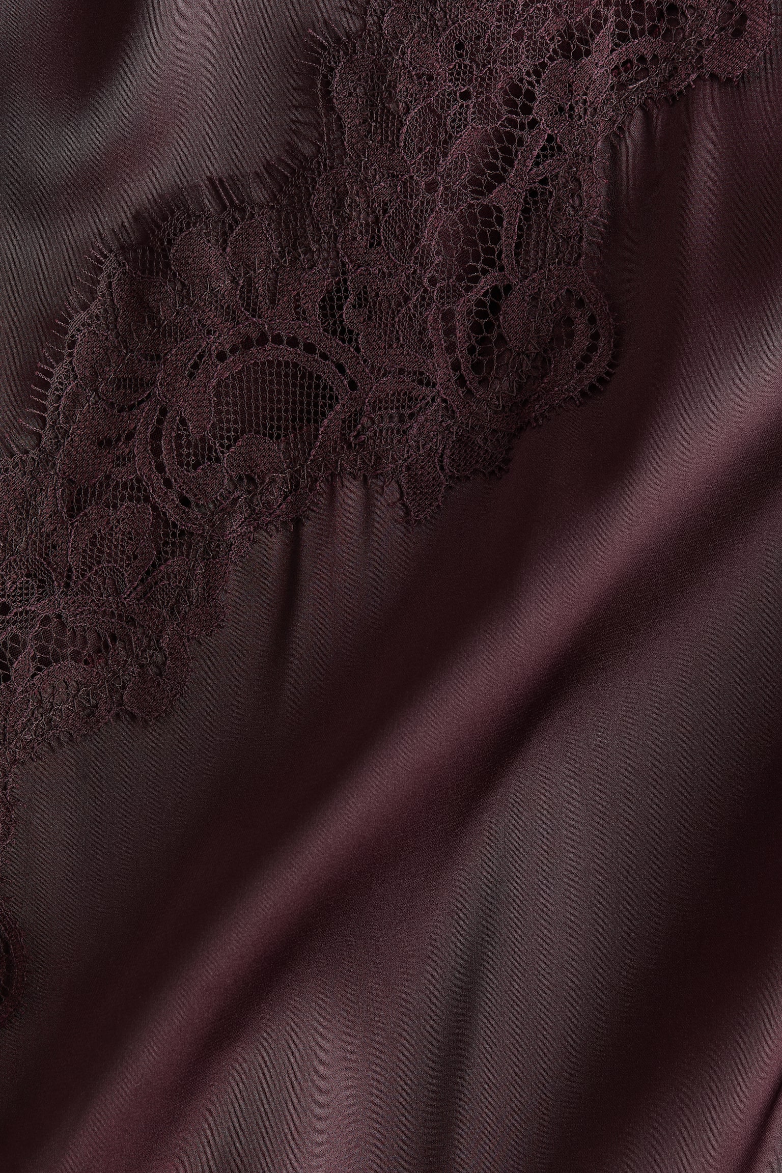 Csipkeszegős szatén hálóing - Szilvalila/Púderbézs - 4