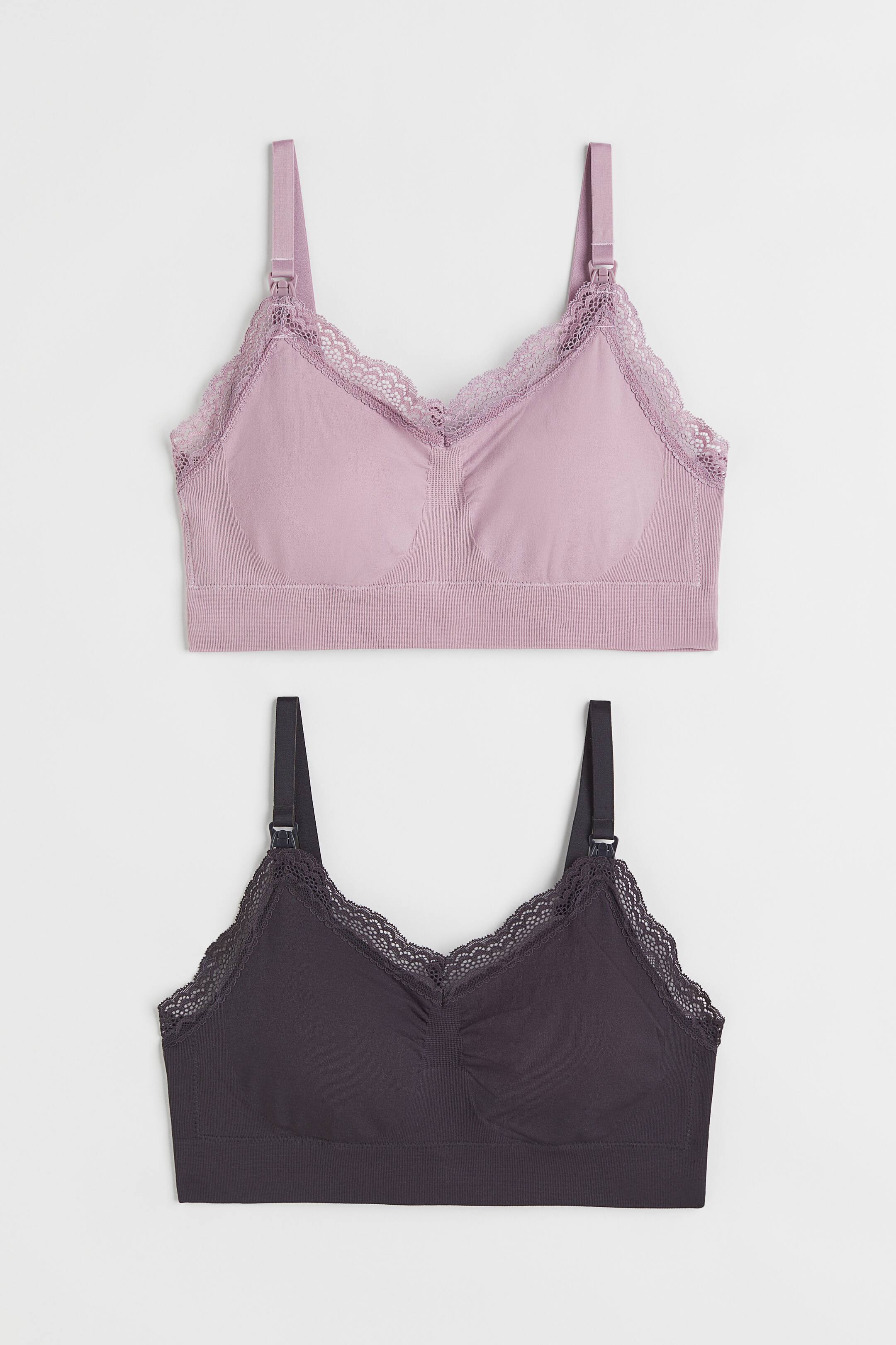 查看大圖: MAMA 2件入加墊哺乳胸罩 - 淺紫色/深灰色 - Ladies | H&M 1
