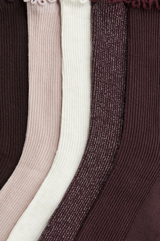 Set de 5 perechi de șosete reiate - Roșu-burgund/strălucitor/Negru/strălucitor - 3