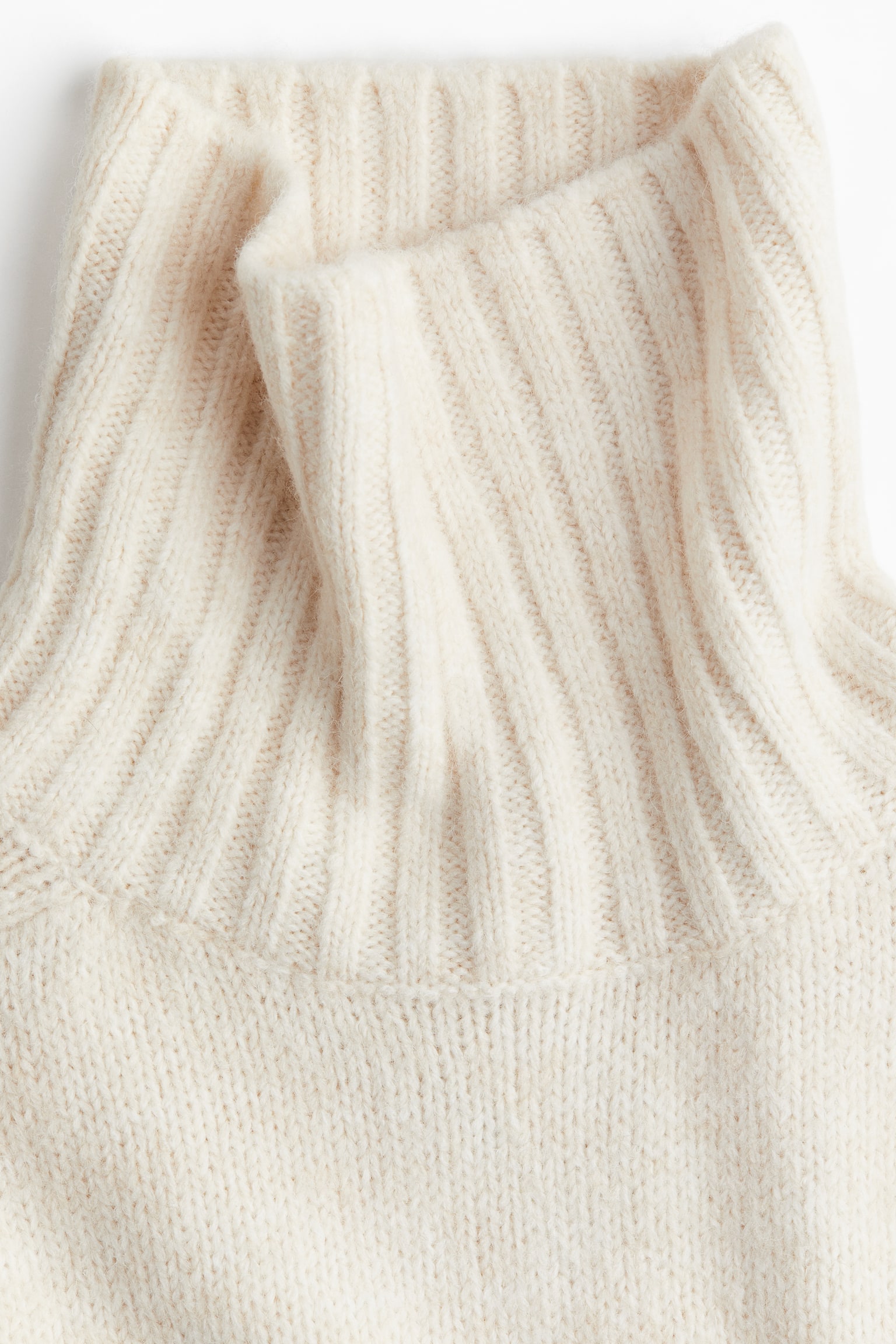 Oversized polo-neck jumper - Cream/Grey marl - 3