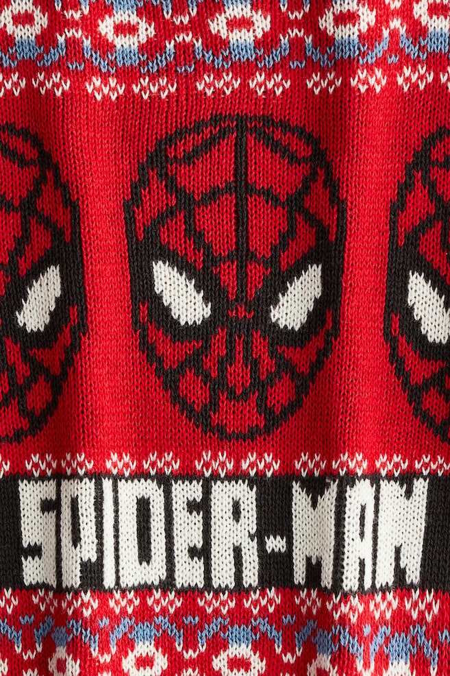 Pullover in maglia di cotone jacquard - Rosso/Marvel Comics/Giallo senape/SmileyWorld® - 3
