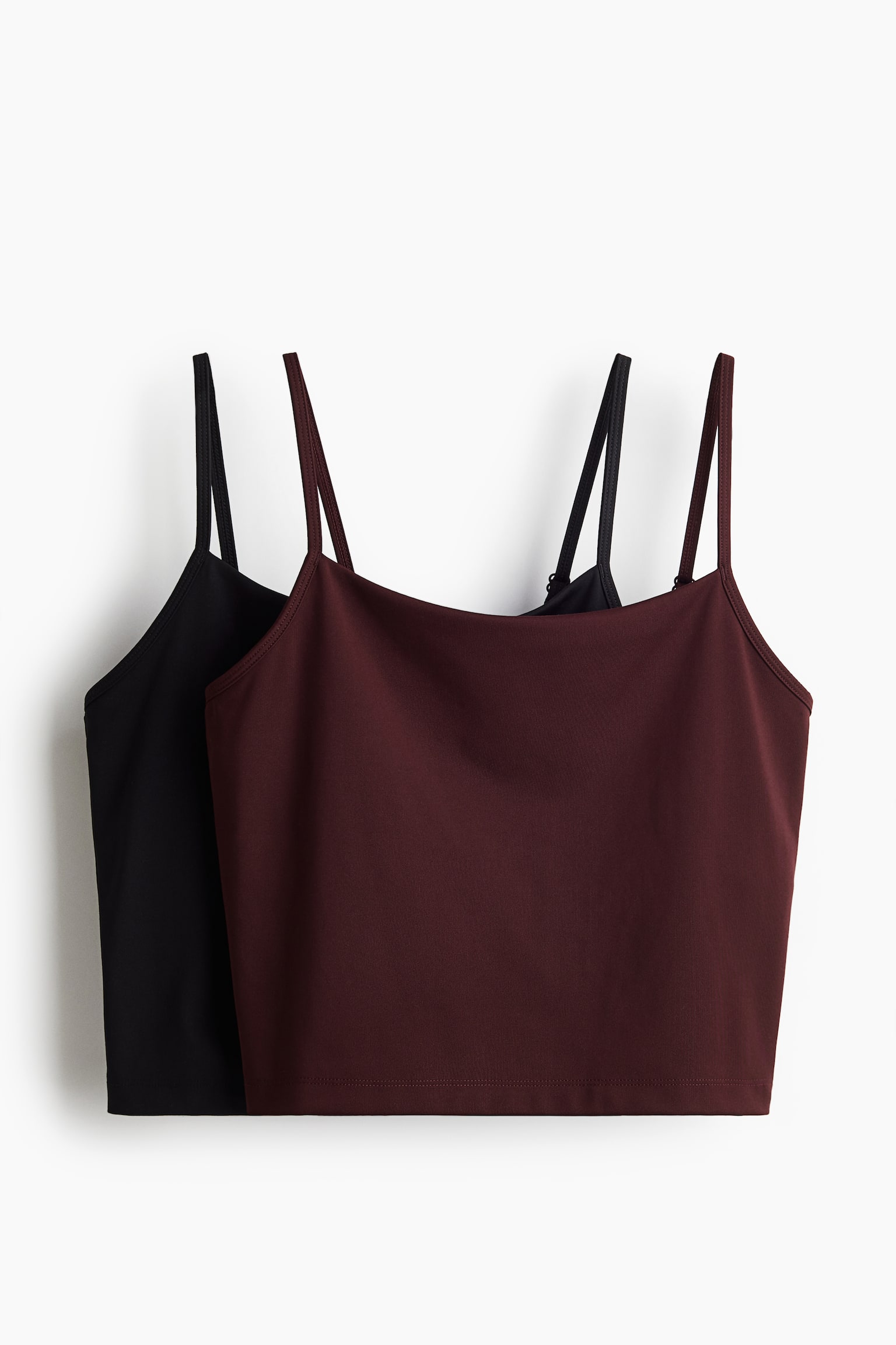 2-pack integral-bra sports tops - Dark red/Black/Dark grey/Grey/Black/Light khaki green/White - 1