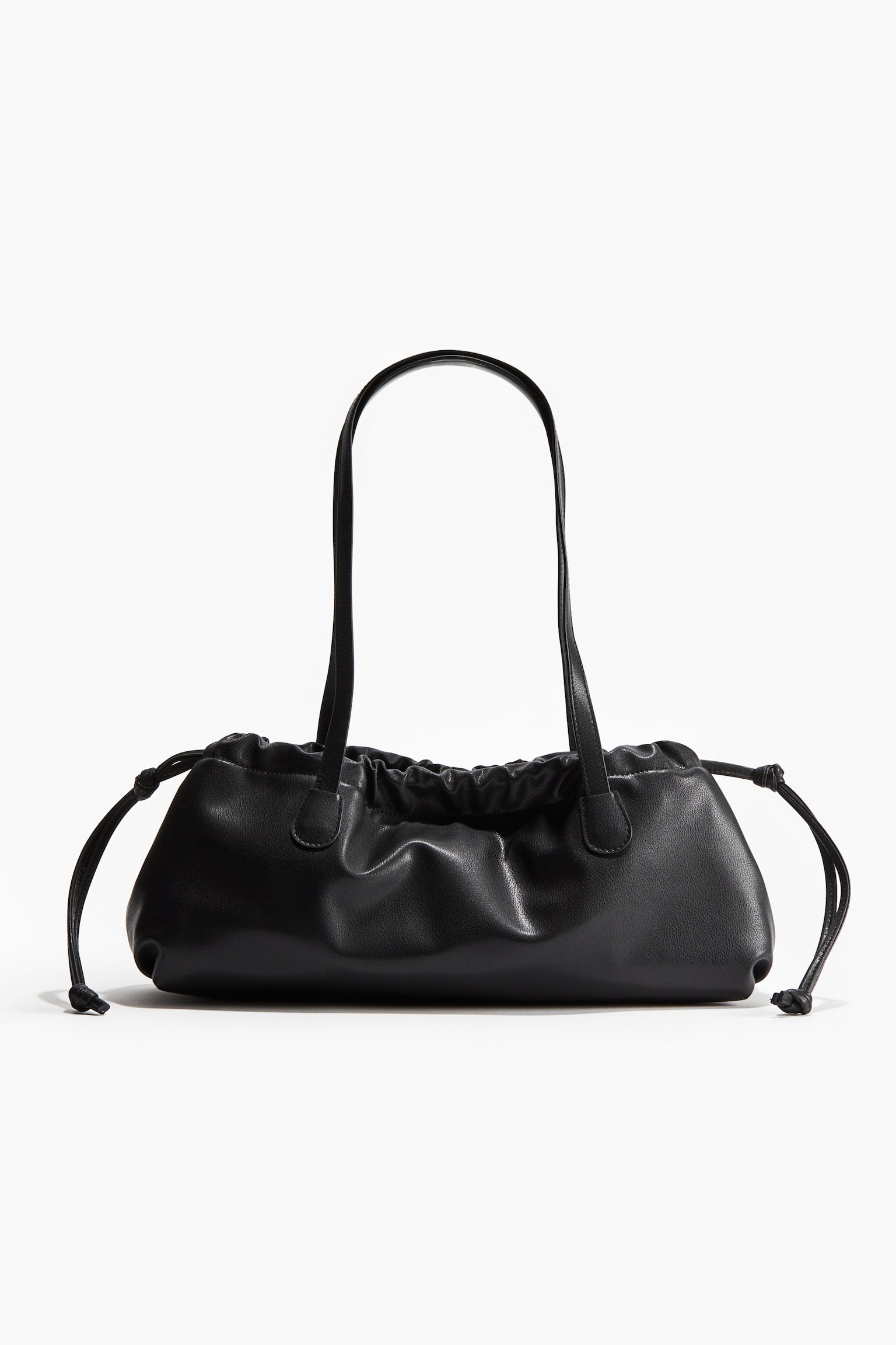 Drawstring-detail shoulder bag - Black/Dark brown/Distressed - 1