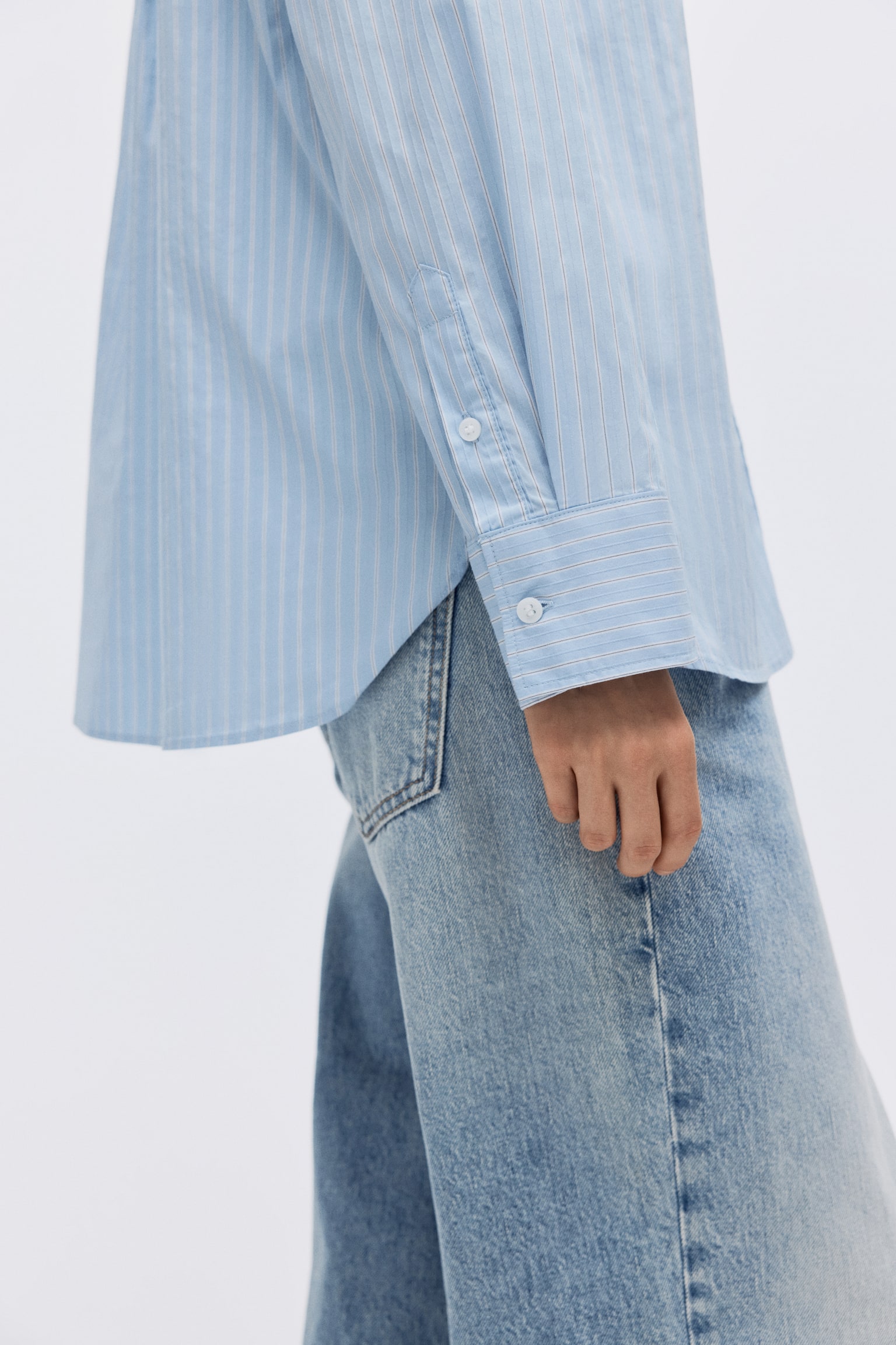 Koszula oversize - Jasnoniebieski/Paski/Biały/Różowy/Paski - 4