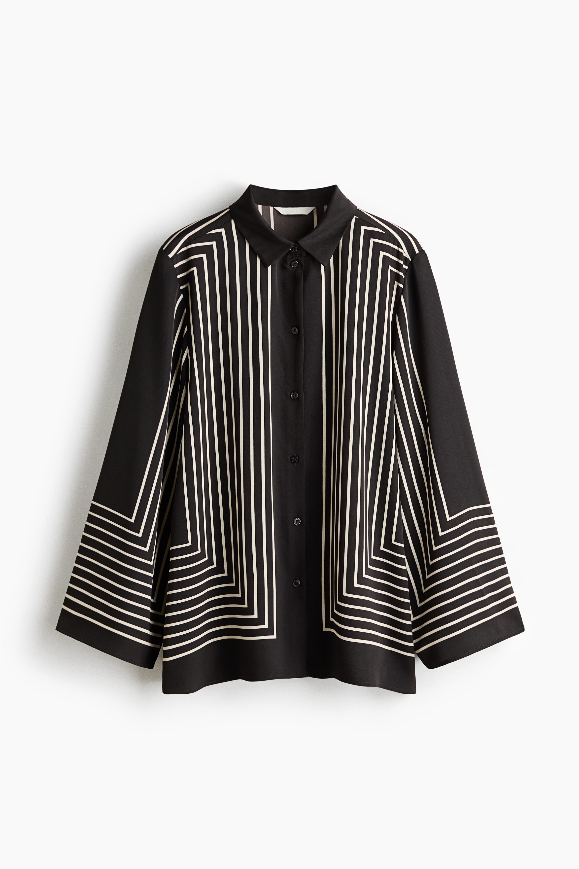 加大碼襯衫 - 深咖啡色/條紋