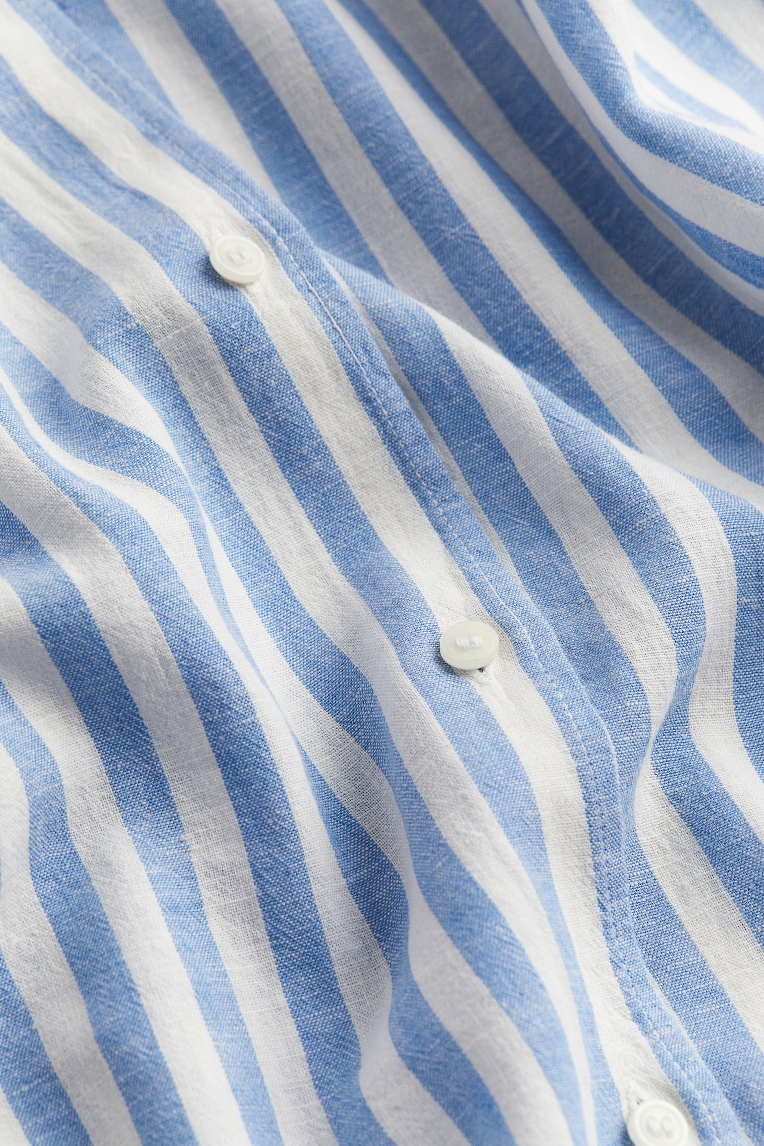 Linen Blend Sleeveless Shirt - White/Blue stripe/White - 3