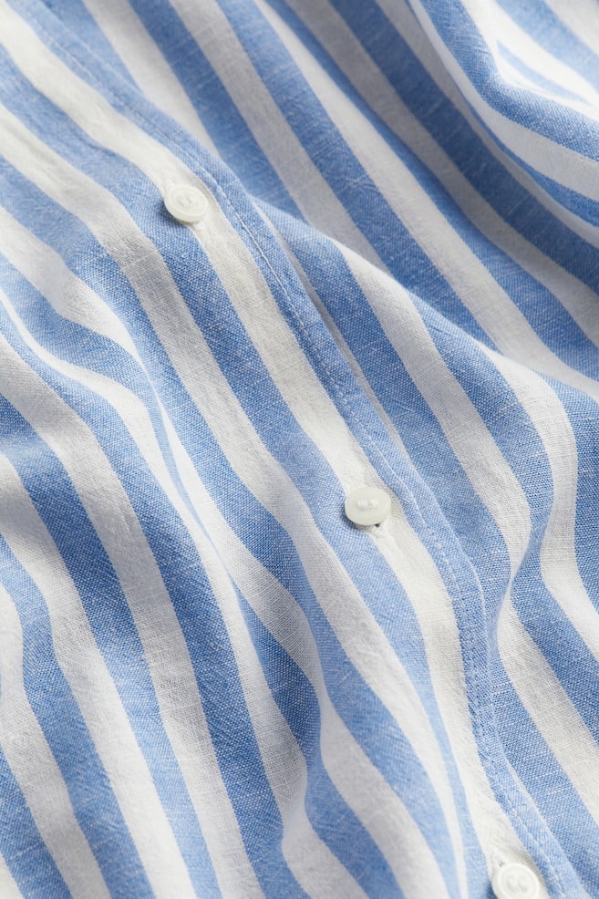 Camicia smanicata in misto lino - Bianco/blu righe/Bianco/Greige/Verde kaki chiaro - 3