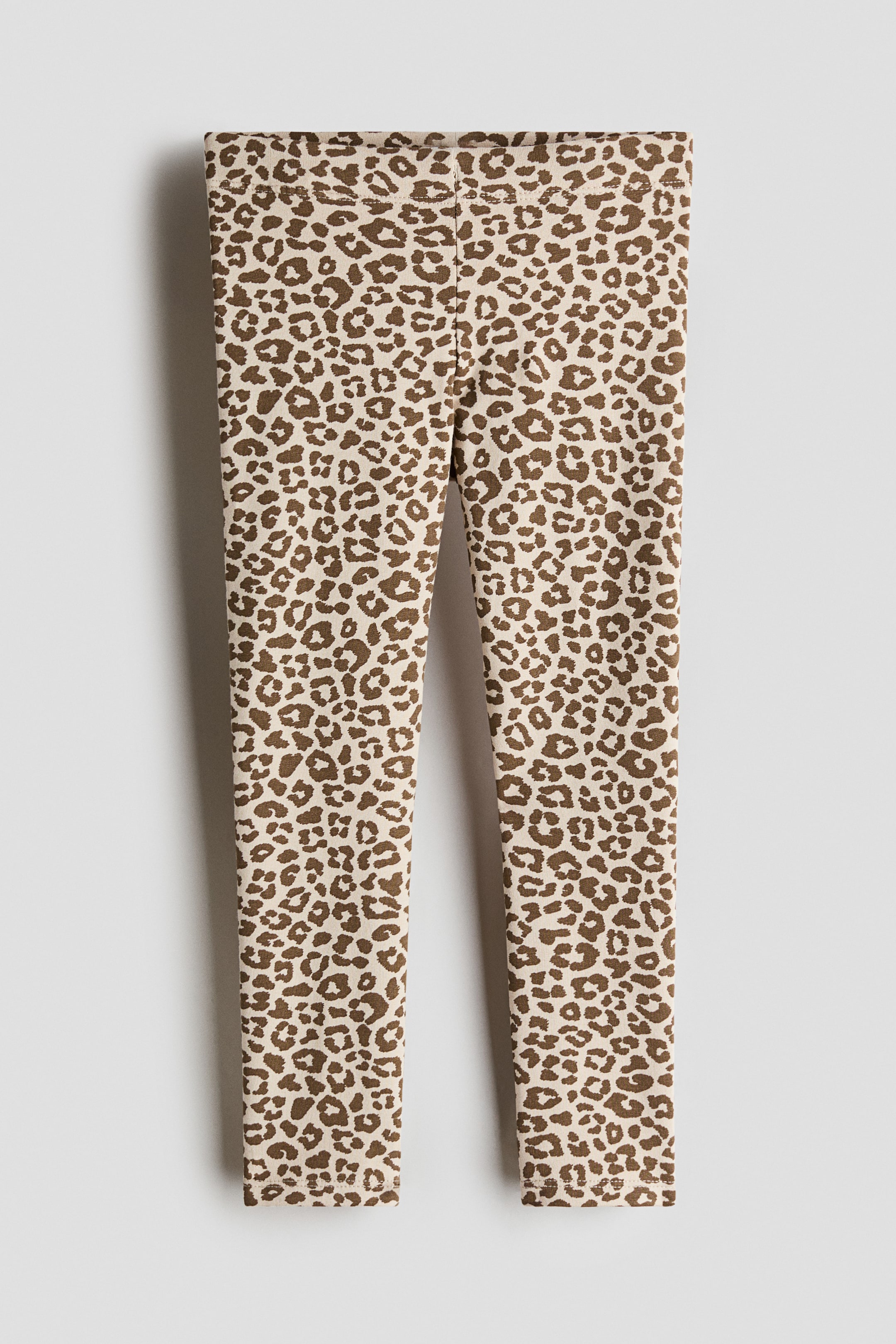 View larger image: Brushed-inside leggings - Light beige/Leopard print - Kids | H&M 1