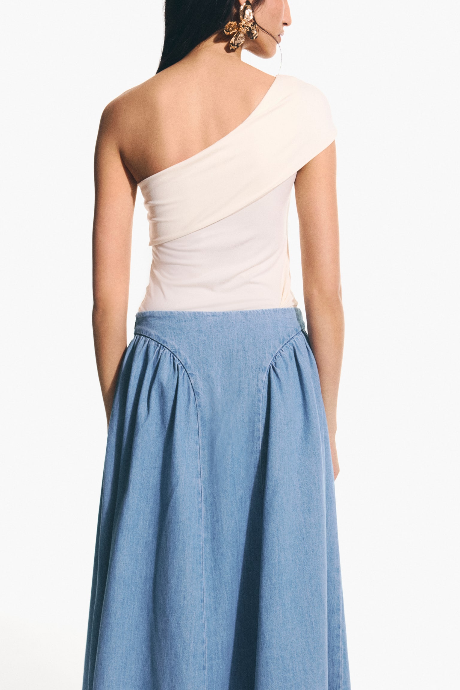 Falda de denim con vuelo - Azul denim claro - 4