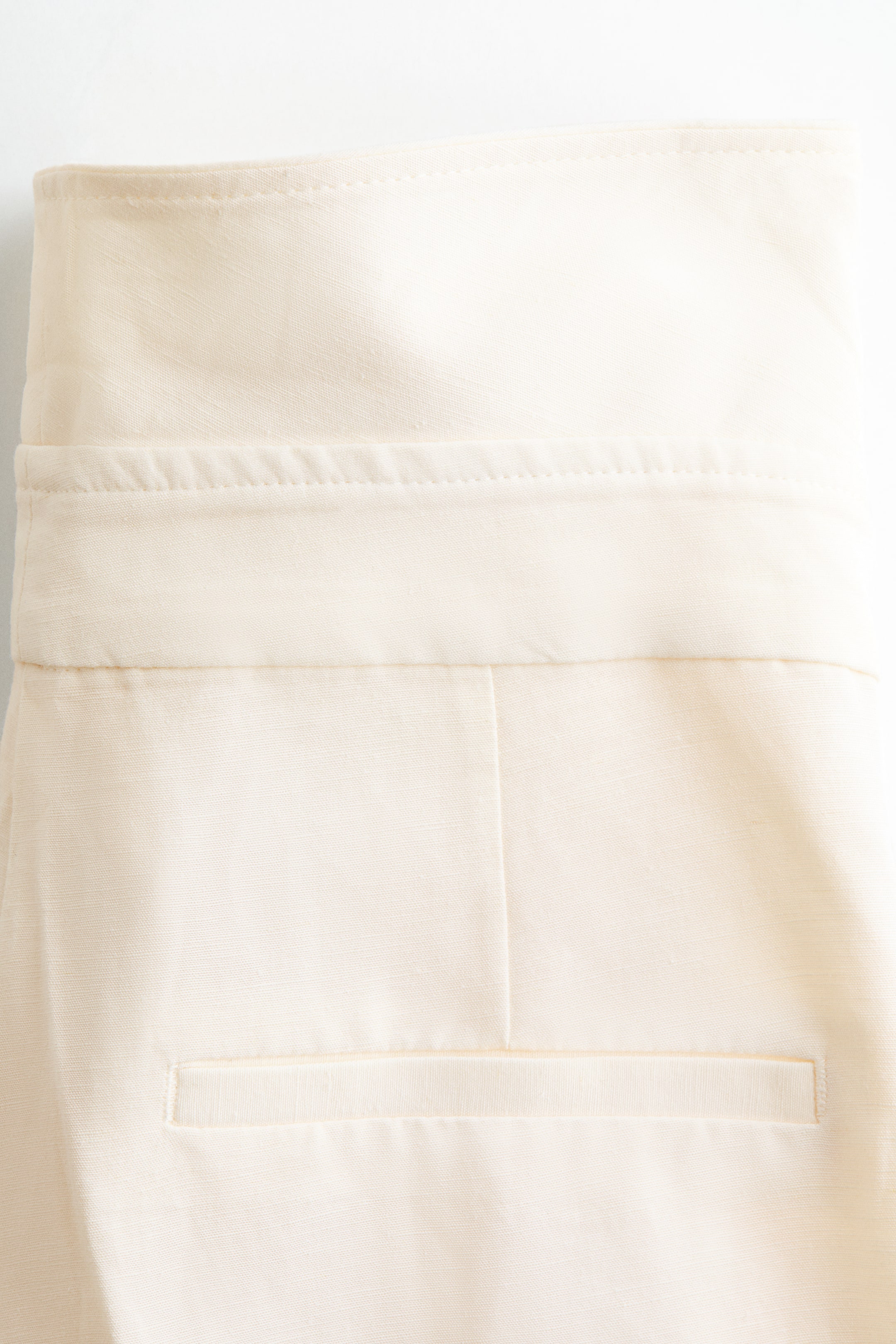 Foldover-Waist Linen-Blend Pants