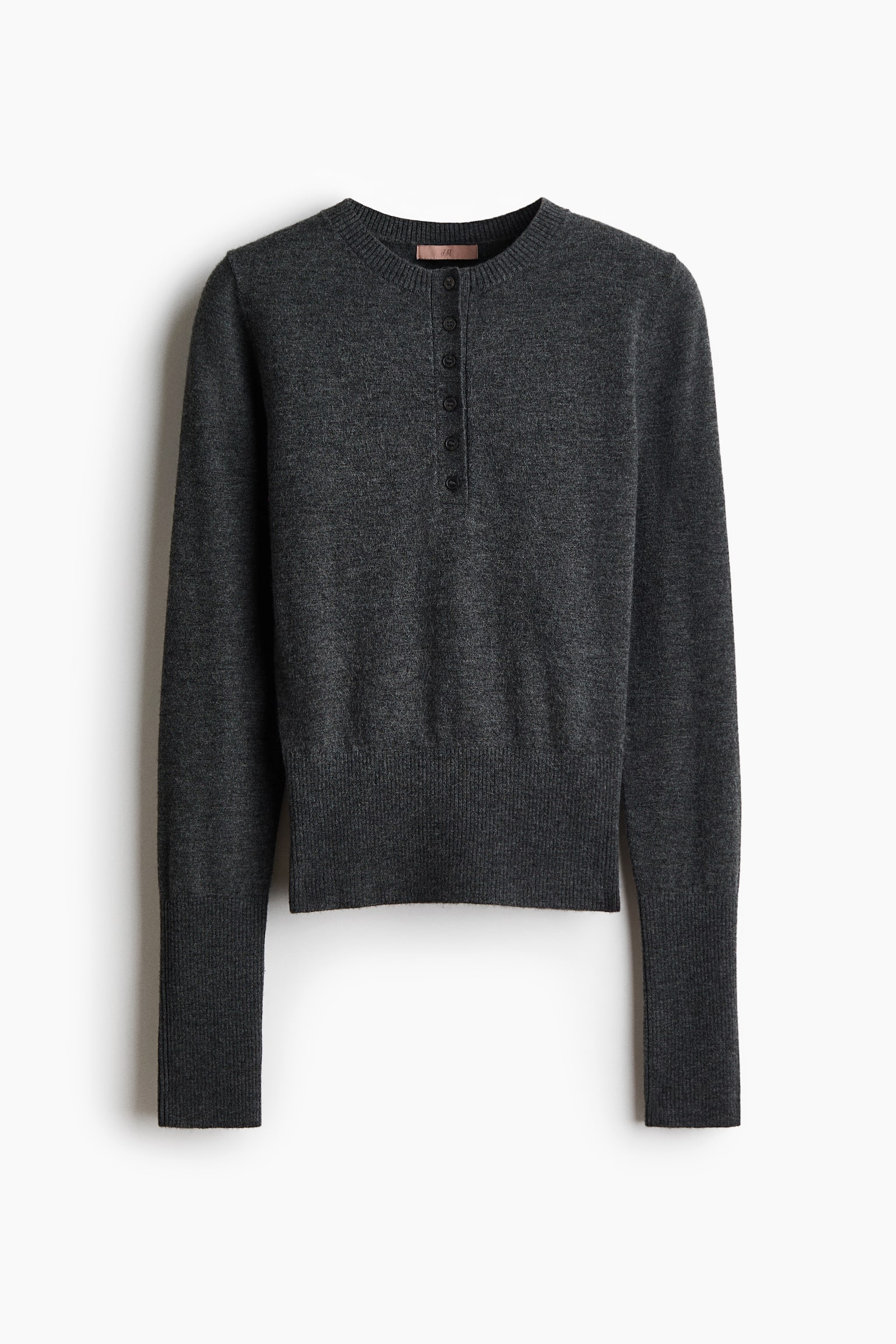 Knit Sweater - Dark gray melange - 1