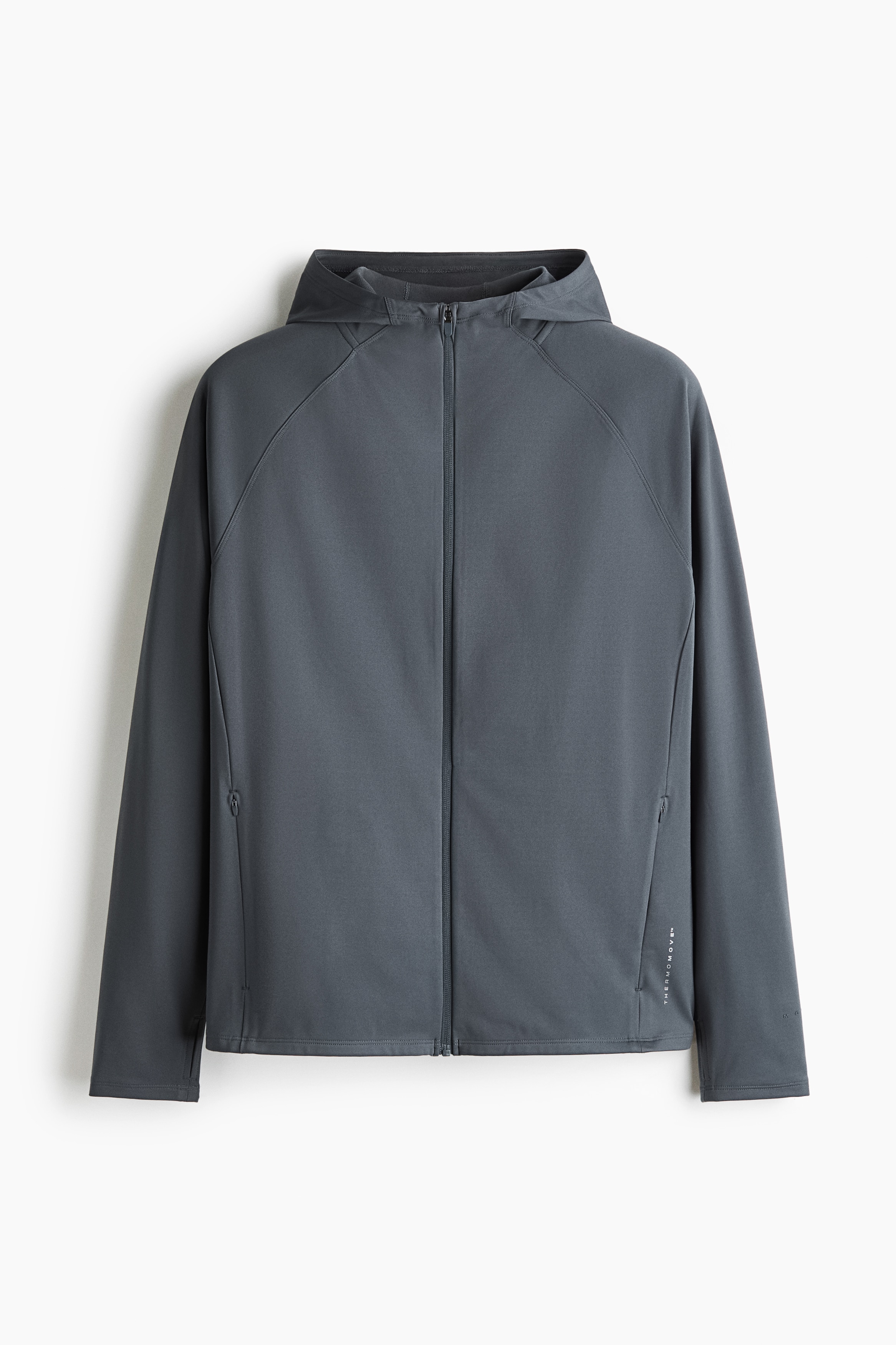 Warming sports zip-through hoodie with ThermoMove™ - Lead grey/Black/Dark olive