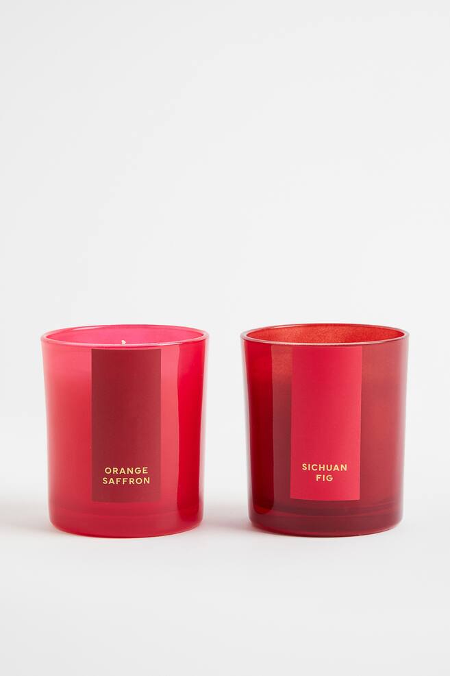 Gift-boxed 2-pack scented candles - Dark pink - 2