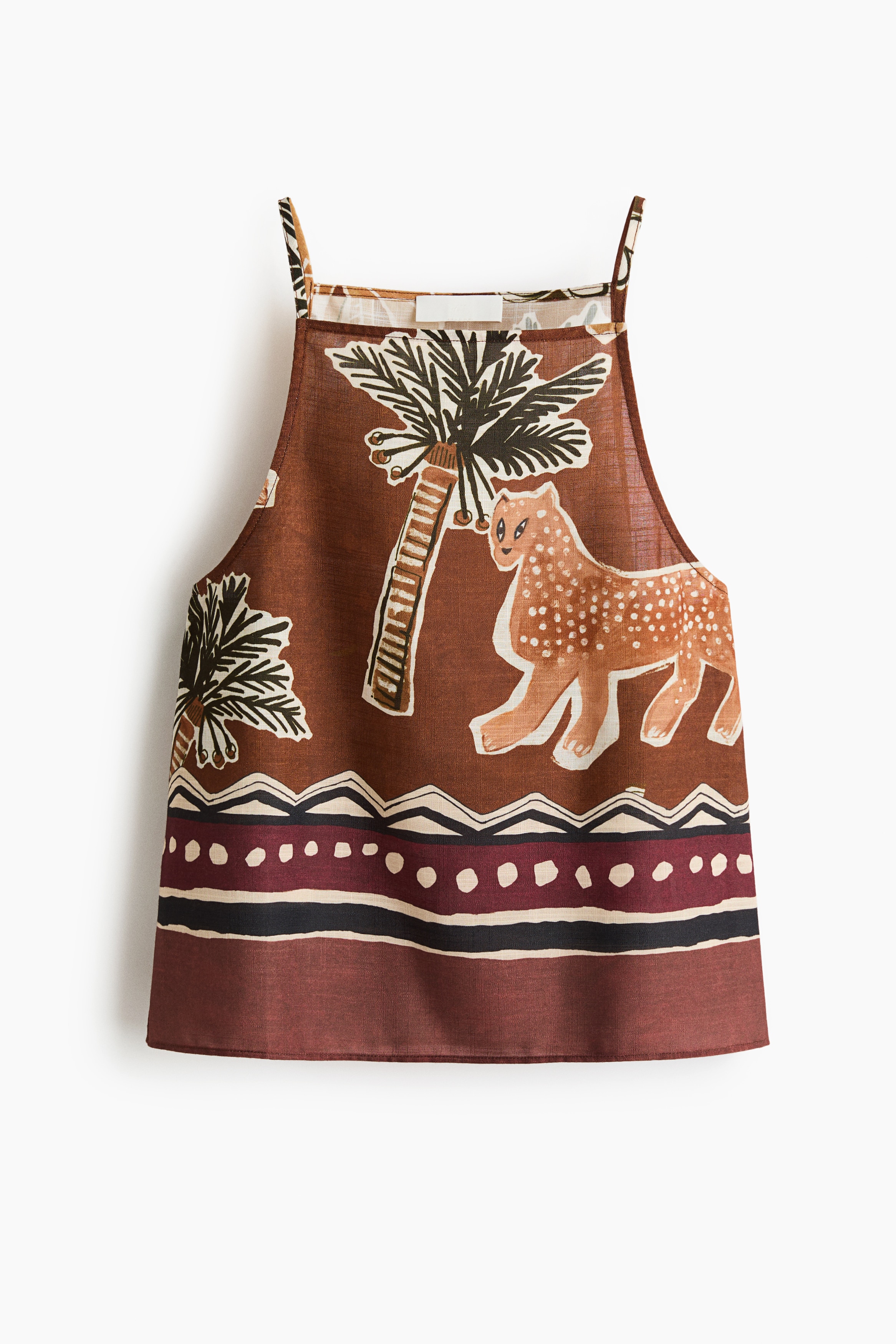 Top de alças curto - Castanho/Leopardo/Azul/Palmeiras