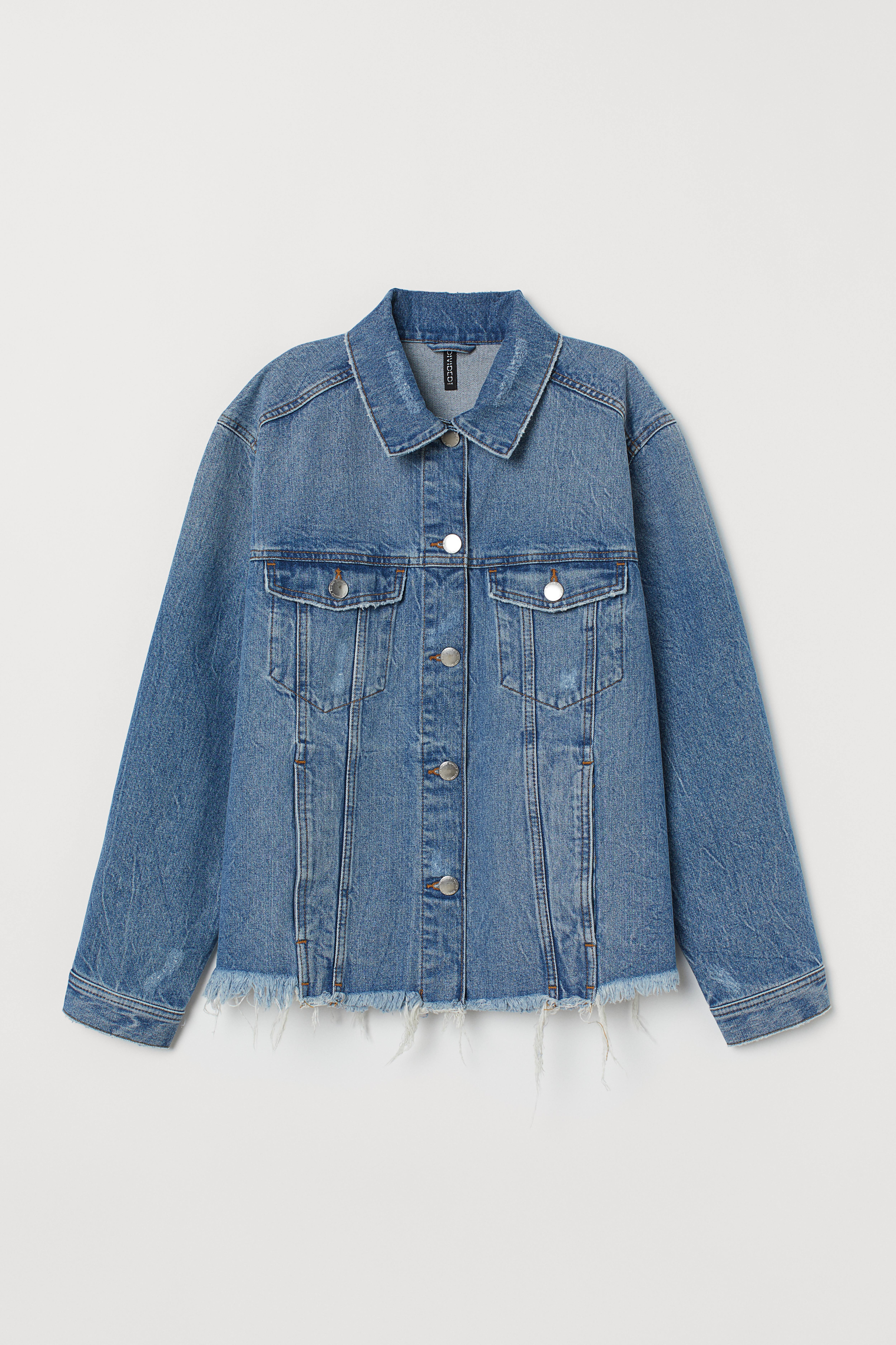 H M Frayed Denim Jacket Denim blue Ladies H M CA