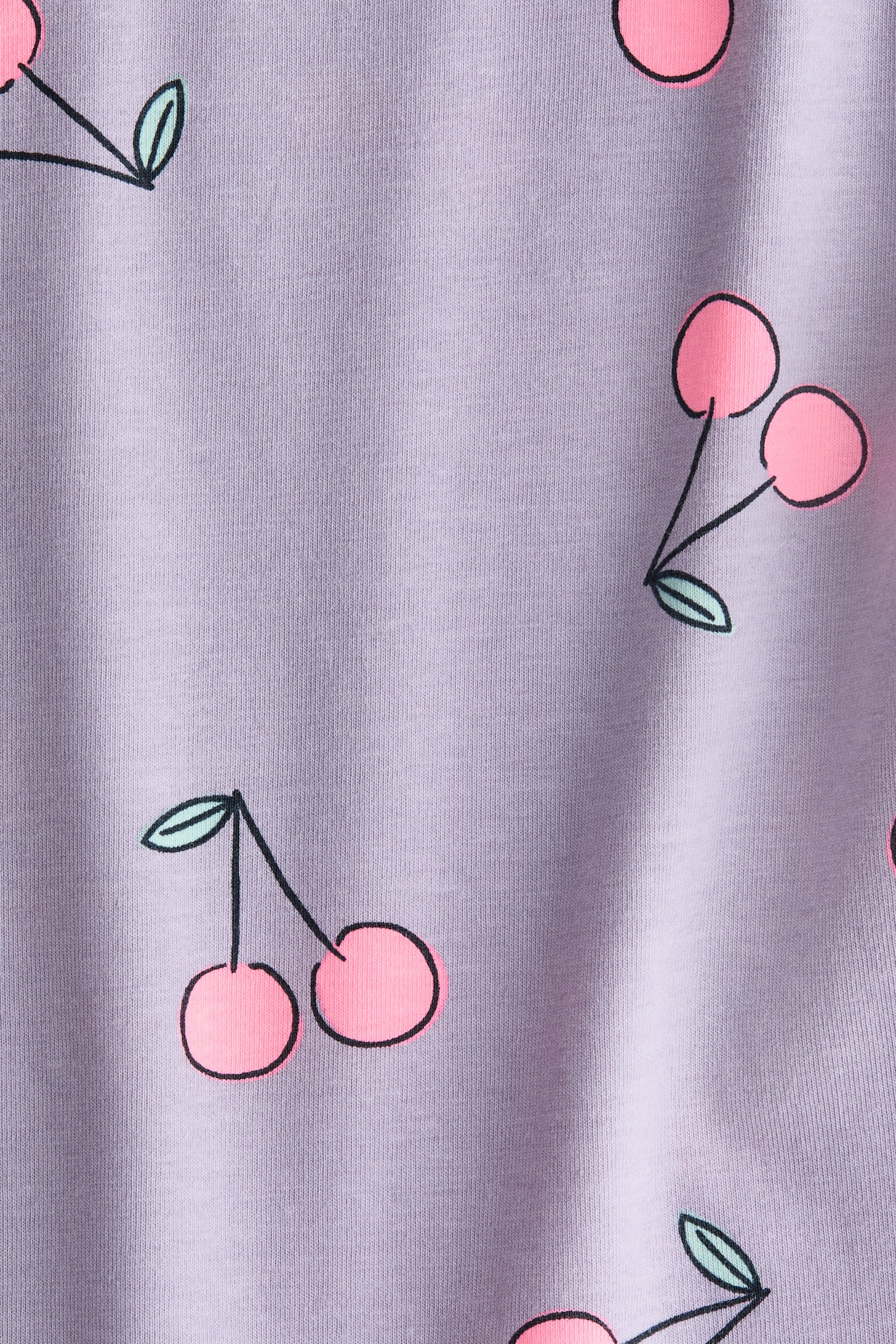 Cotton Top with Overlocked Trim - Light dusty purple/cherries/Cream/cherries/Mint green/floral - 2