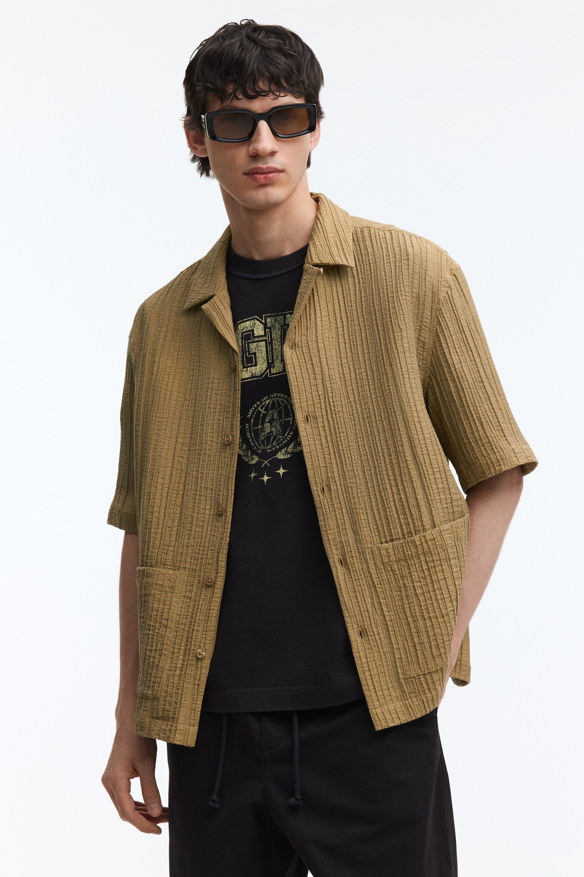 Letnja košulja Relaxed Fit - Bež/Crna