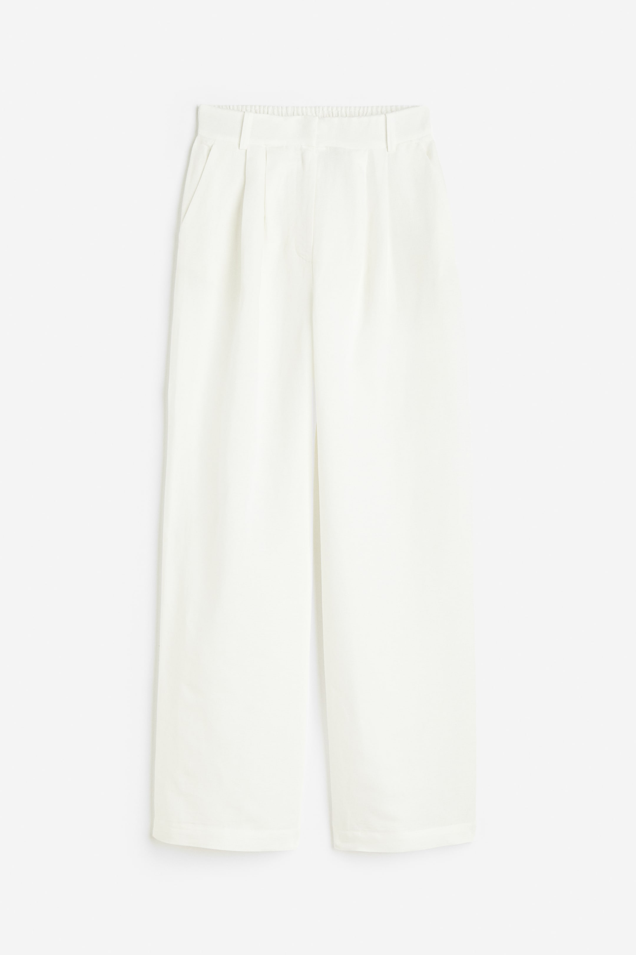 Wide linen-blend trousers - White - Ladies | H&M GB