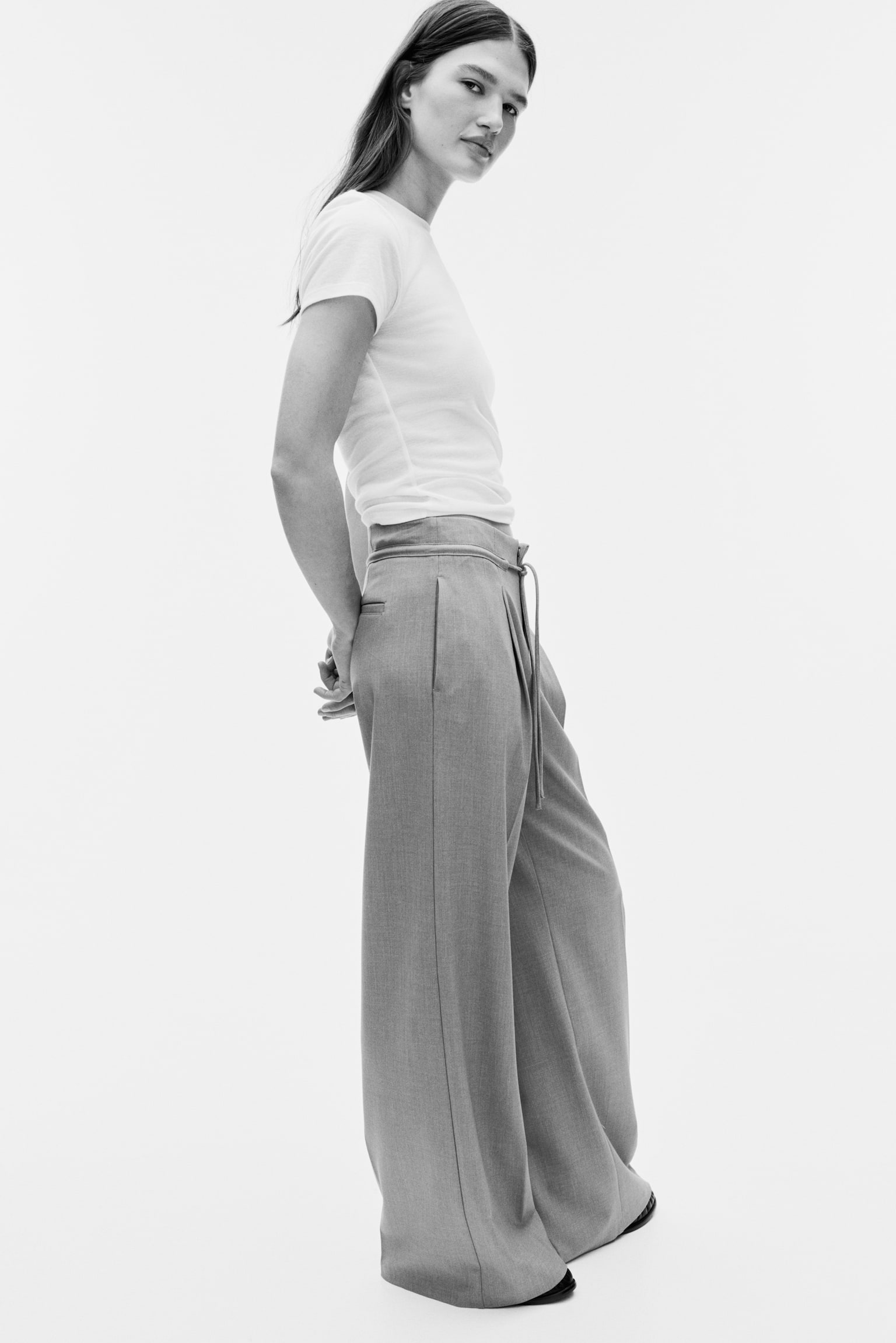 Tailored drawstring trousers - Mole/Black - 5