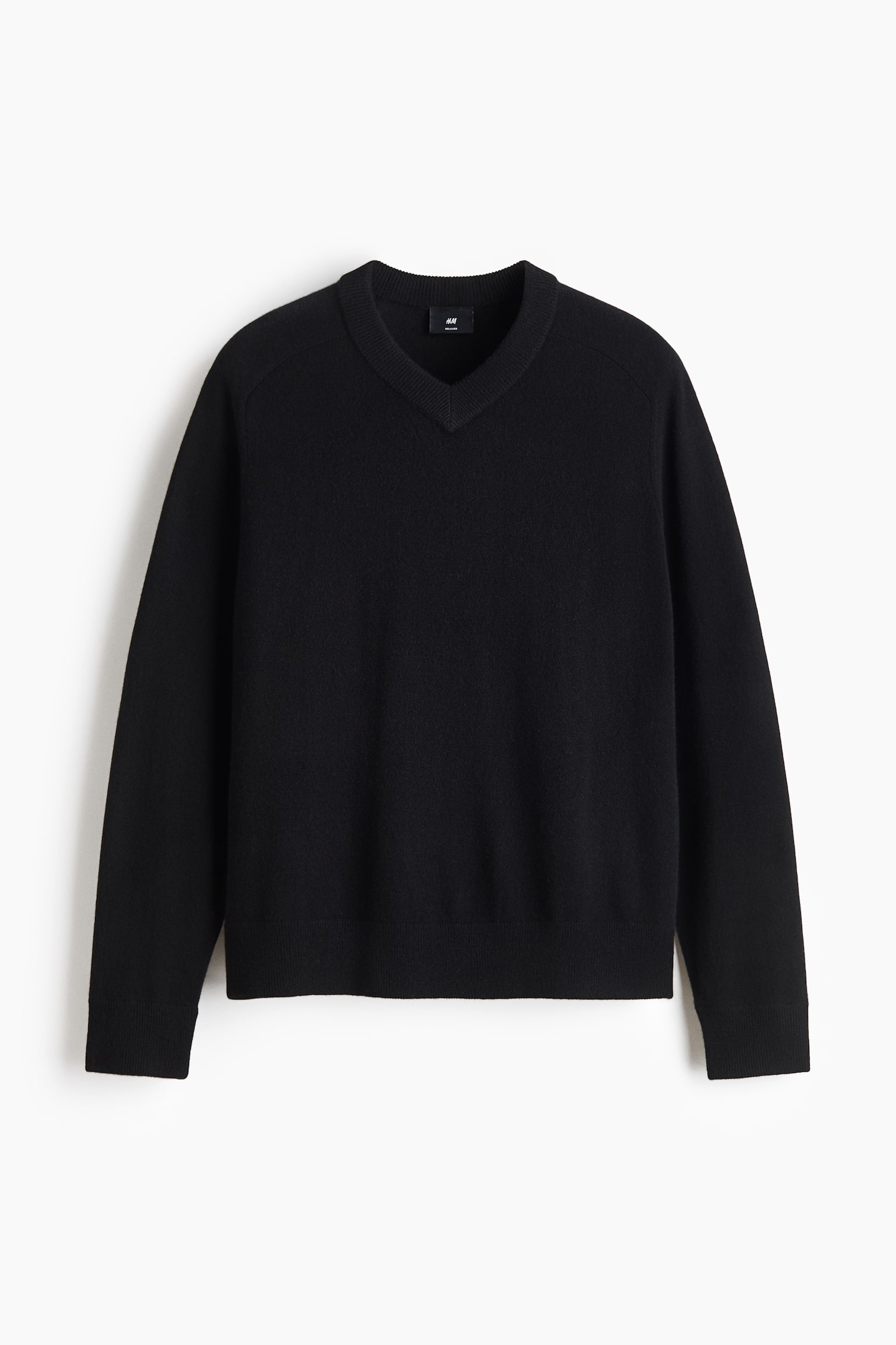 Мужской свитер H&M Relaxed-Fit Cashmere, цвет: Чёрный — фото 1
