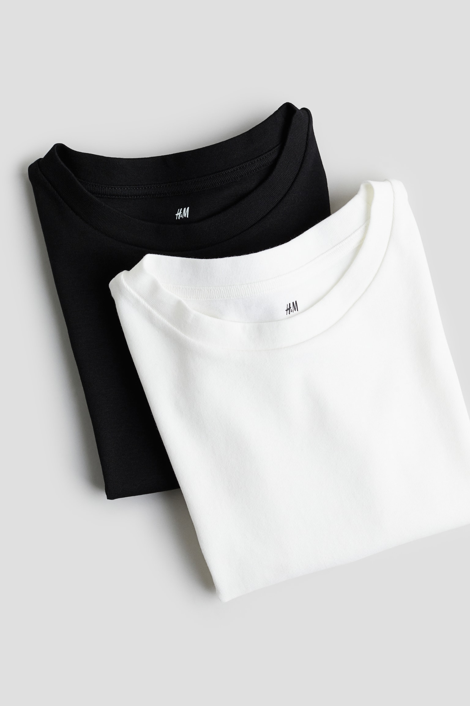 2-pack Cotton Jersey Tops - White/Black - 2