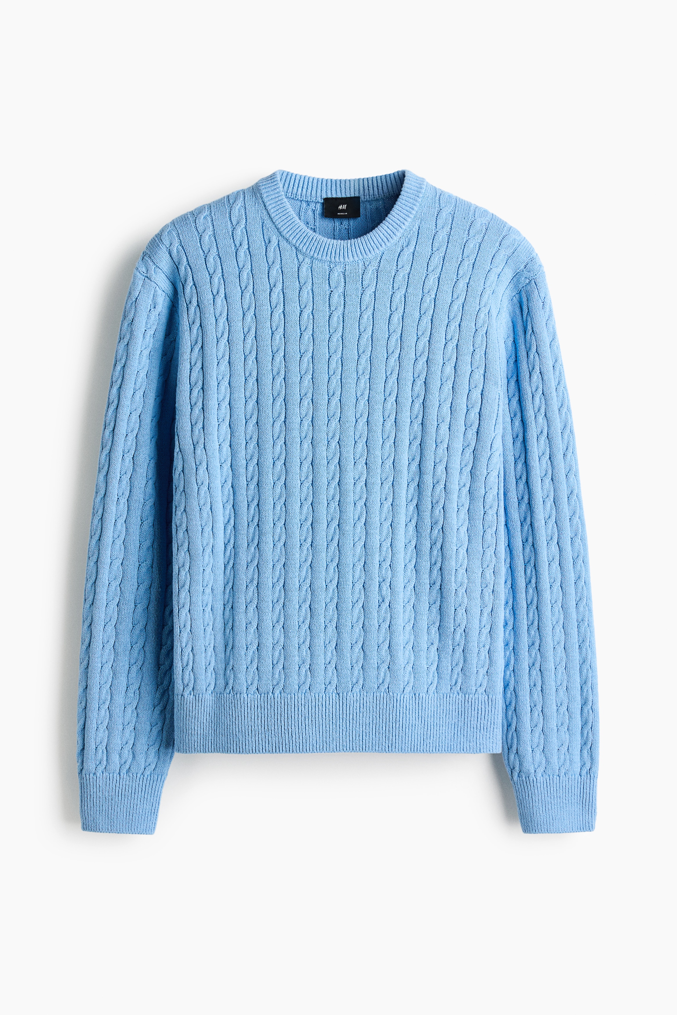 Regular-Fit Cable-Knit Sweater - Light blue/Navy blue