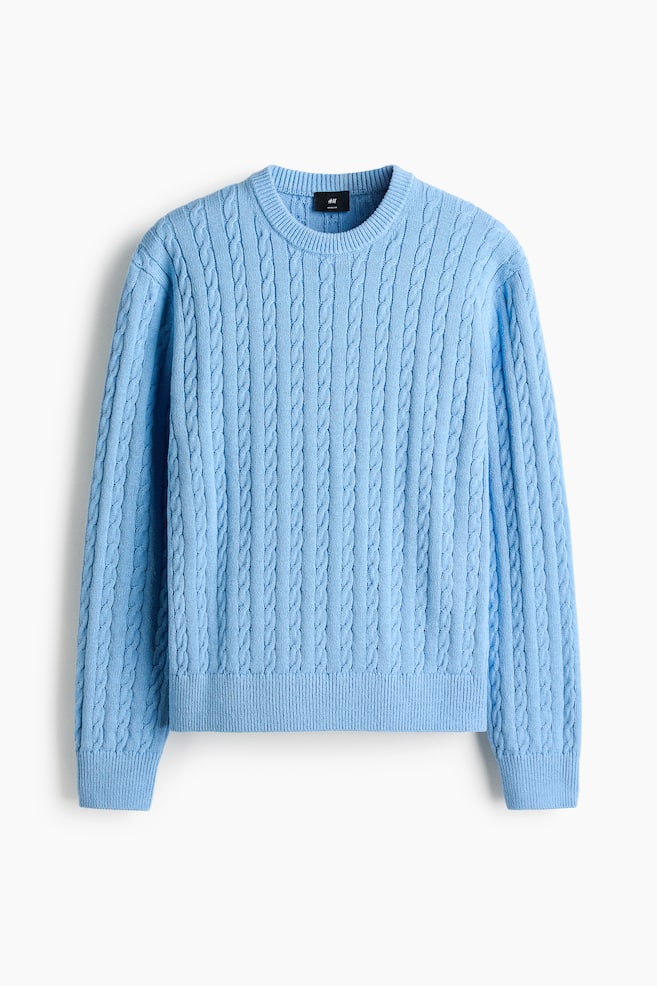 Regular-Fit Cable-Knit Sweater - Light blue/Navy blue/Green - 1