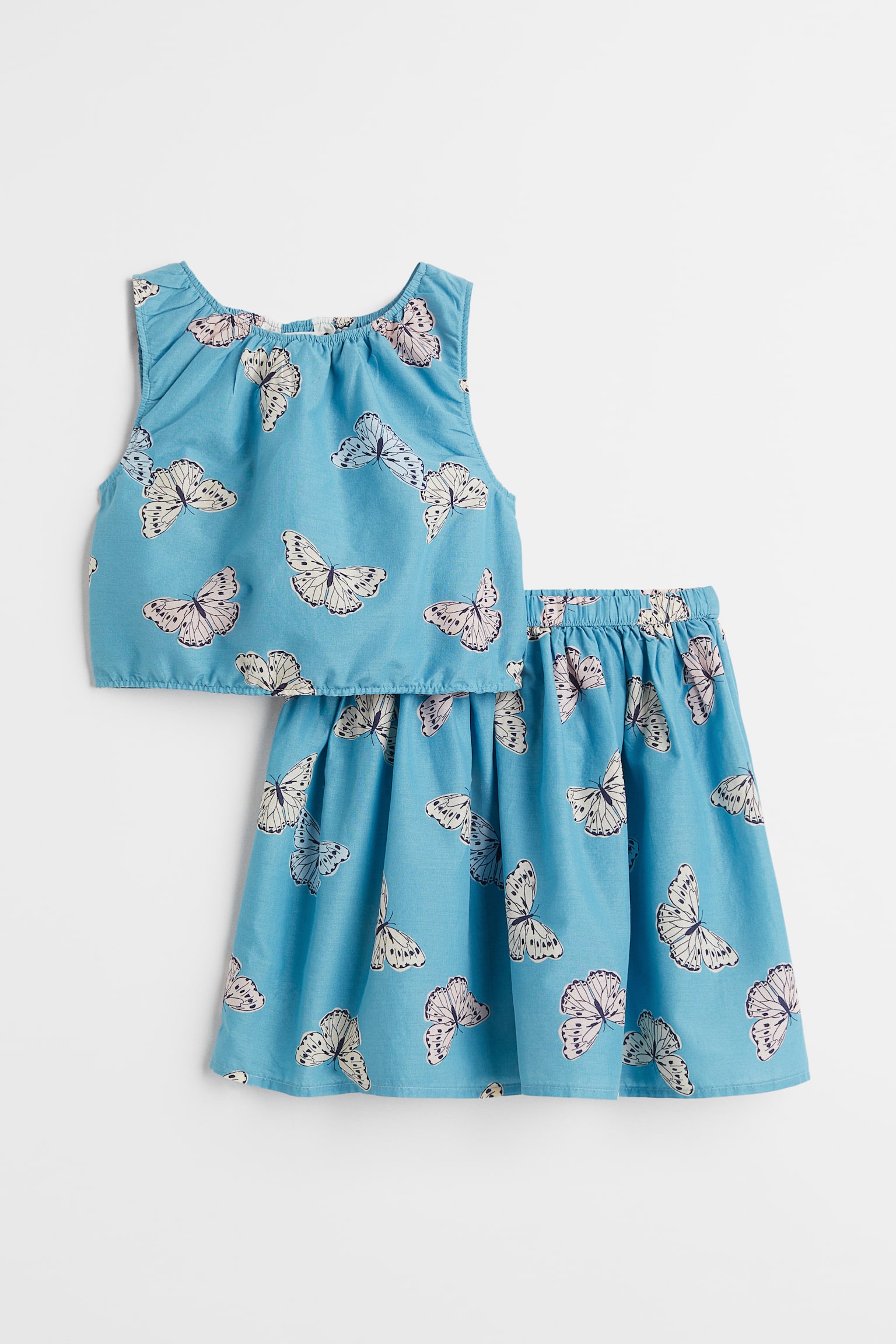 2-piece Cotton Set - Blue/Butterflies - 1