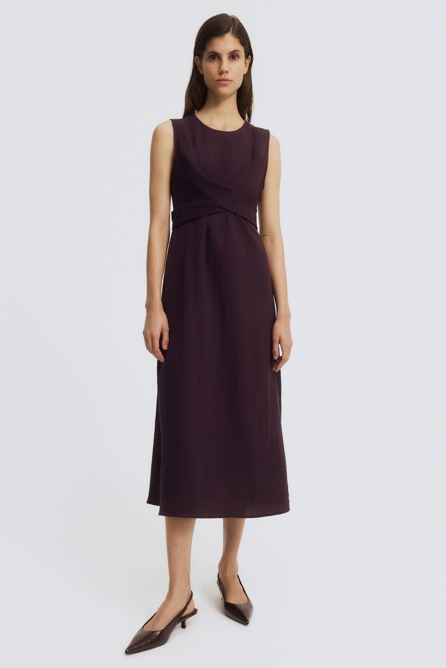 MAMA Tie-back nursing dress - Dark plum purple/Green/Black/Khaki green - 1
