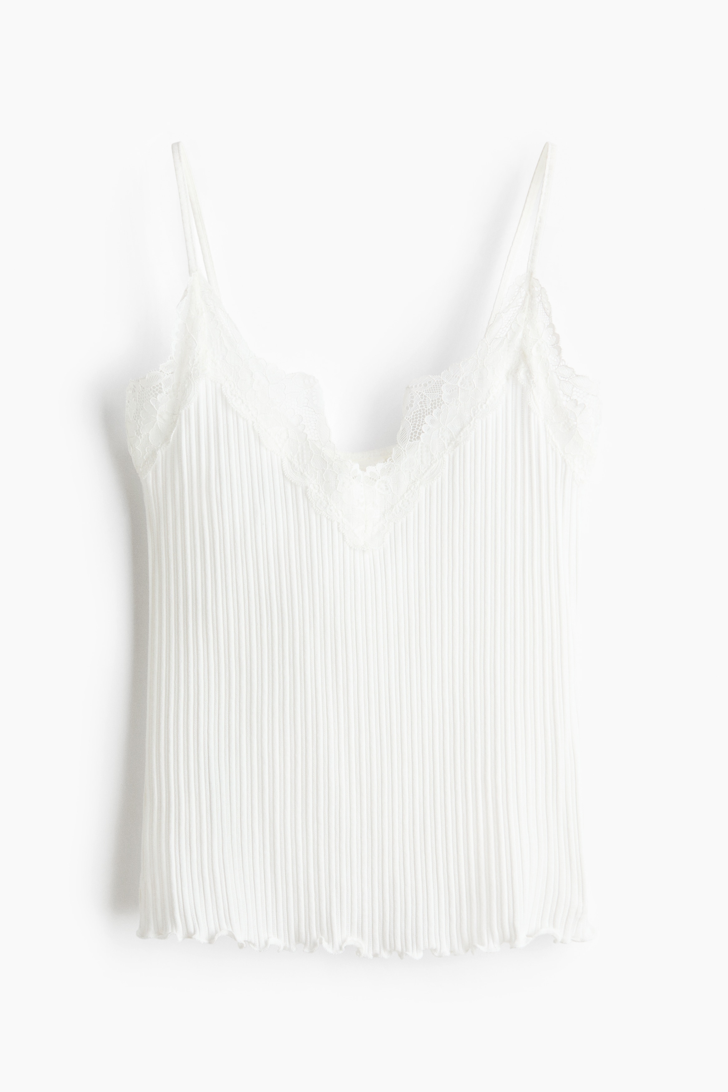 Lace-Trimmed Pointelle-Knit Top