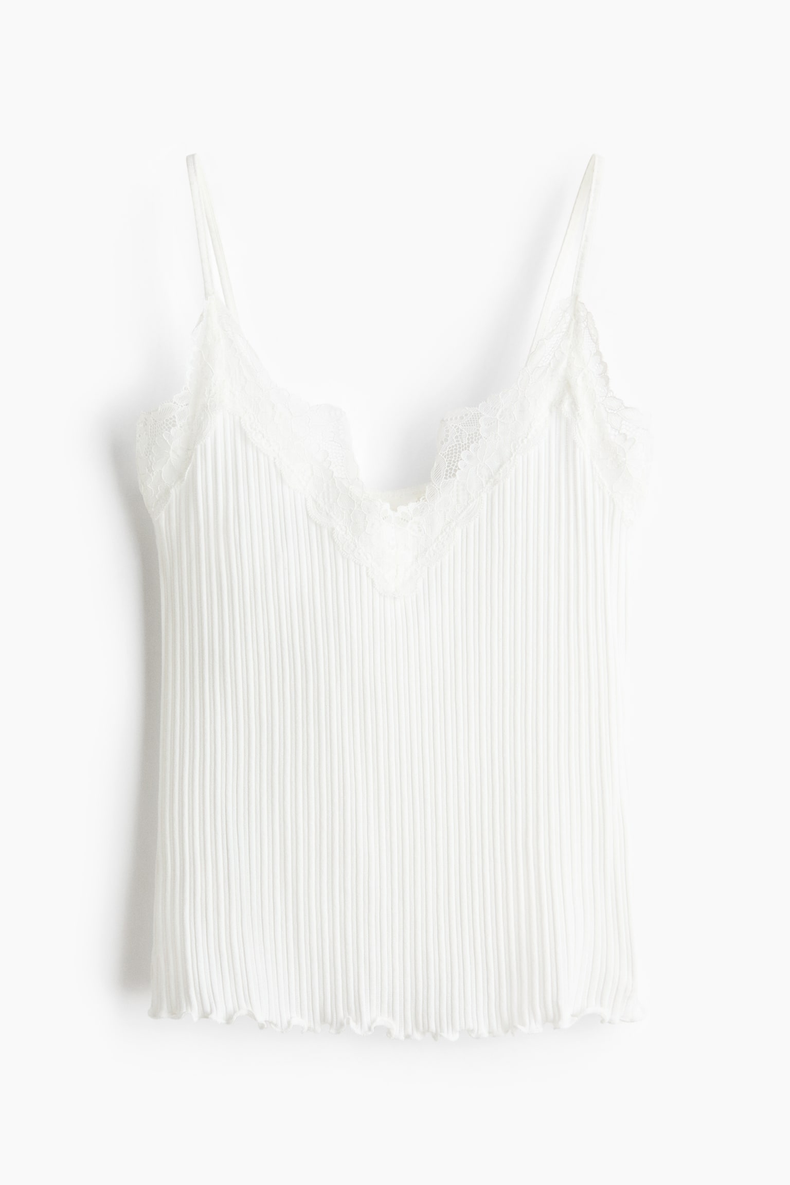Lace-trimmed pointelle-knit top - White/Light beige/Light pink