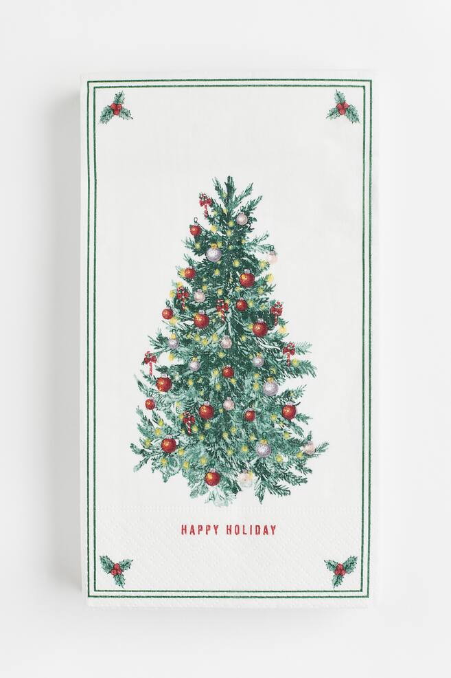 15-pack paper napkins - White/Christmas tree - 1