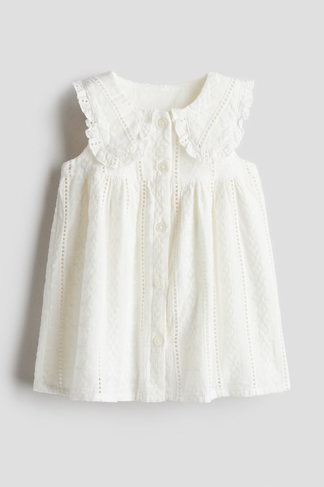 Baumwollkleid mit Stickereien - Cremefarben - 1