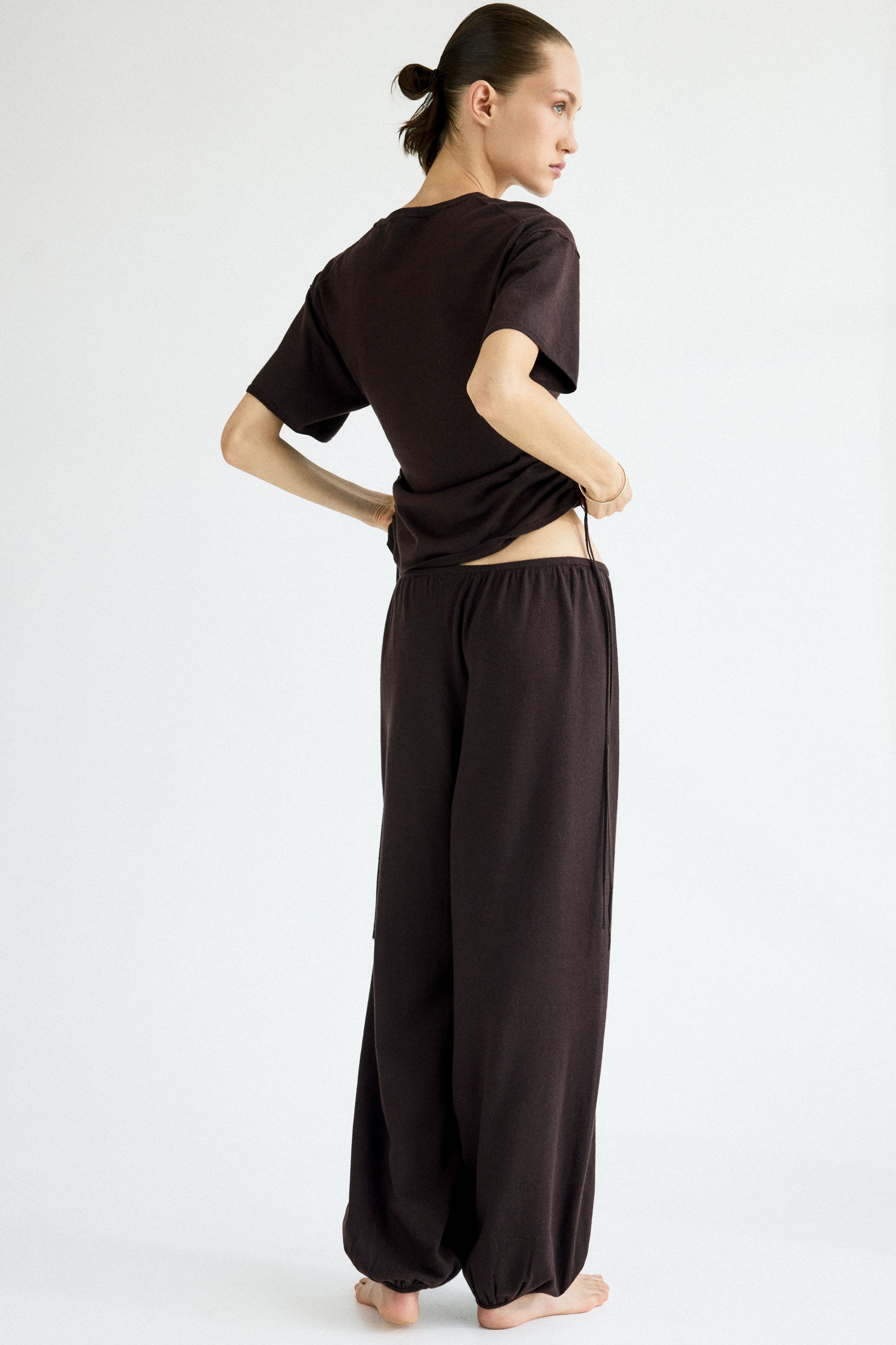 Fine-Knit Drawstring-Detail Top