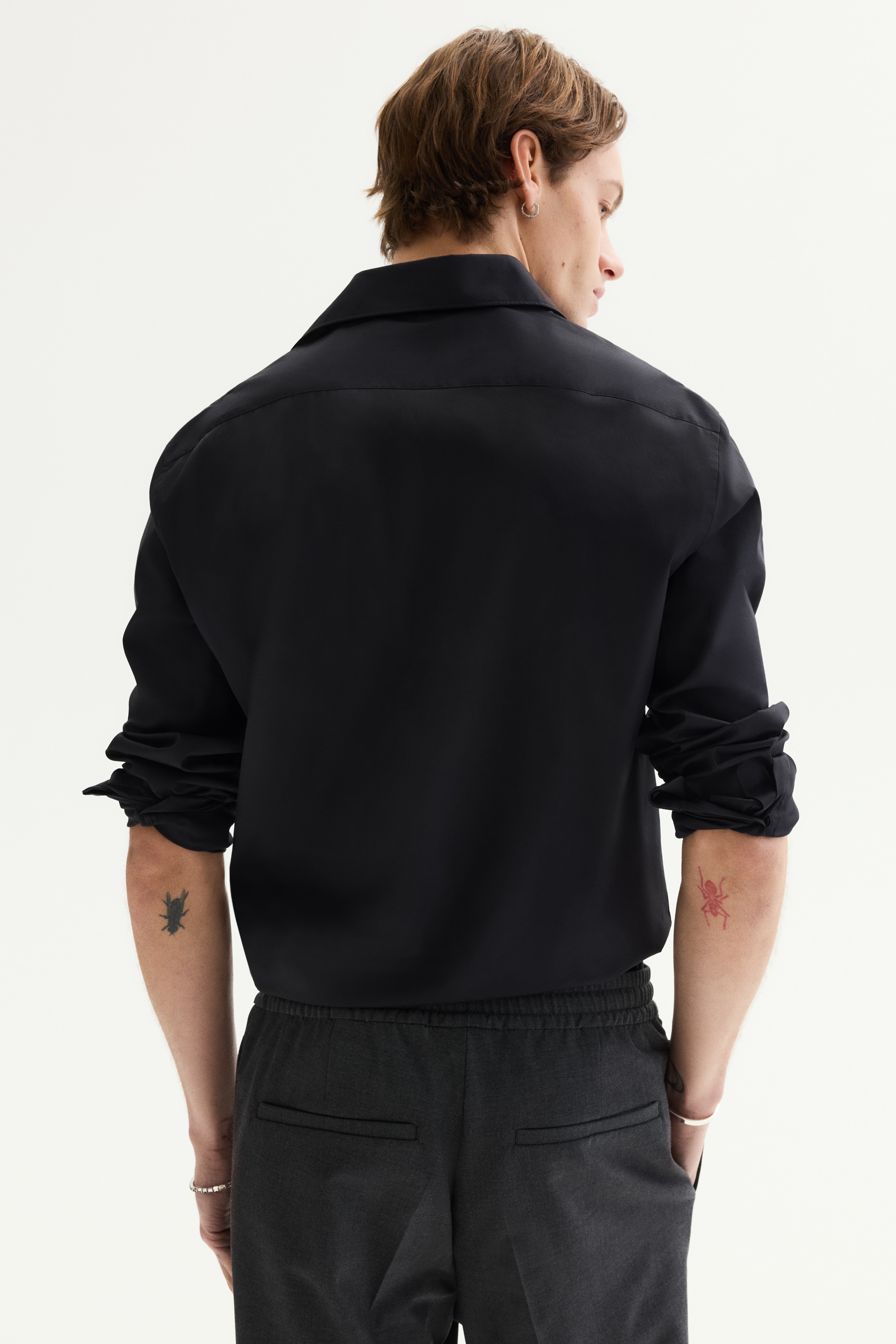 slim fit dress slacks Semi-Fitted Black Stretch Shirt main image 0