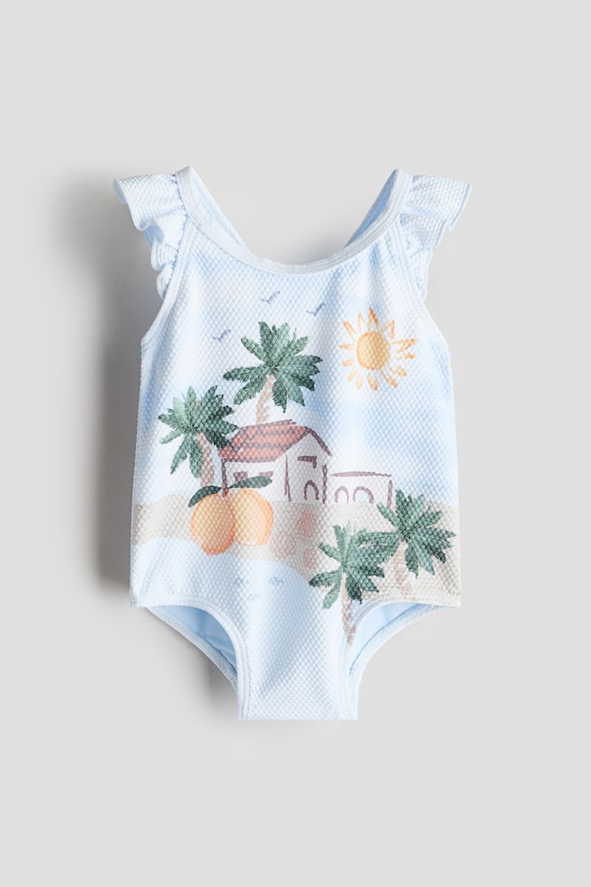 Printed swimsuit - Light blue/Beach - 1
