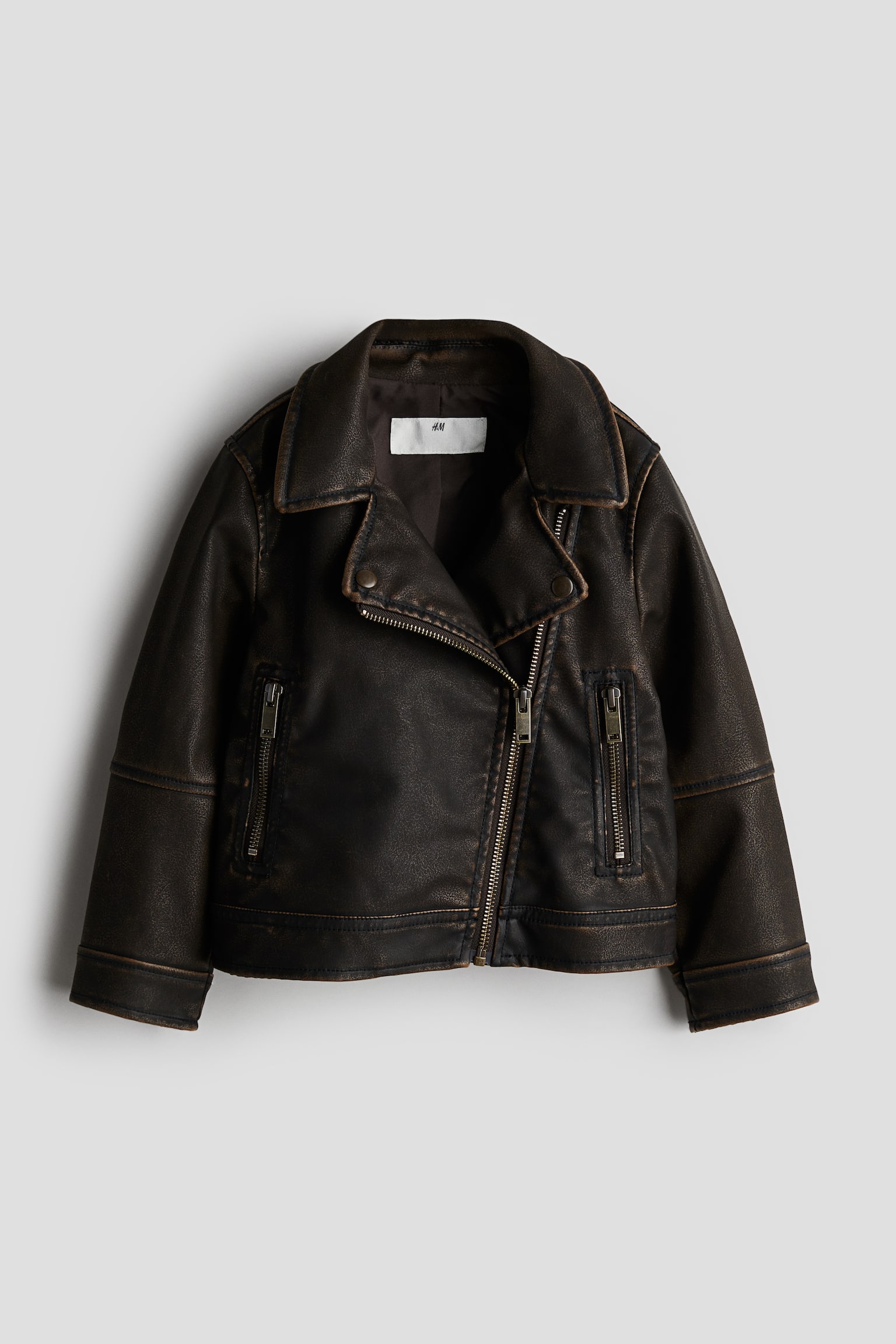 Biker jacket - Brown/Silver-coloured/Black - 1