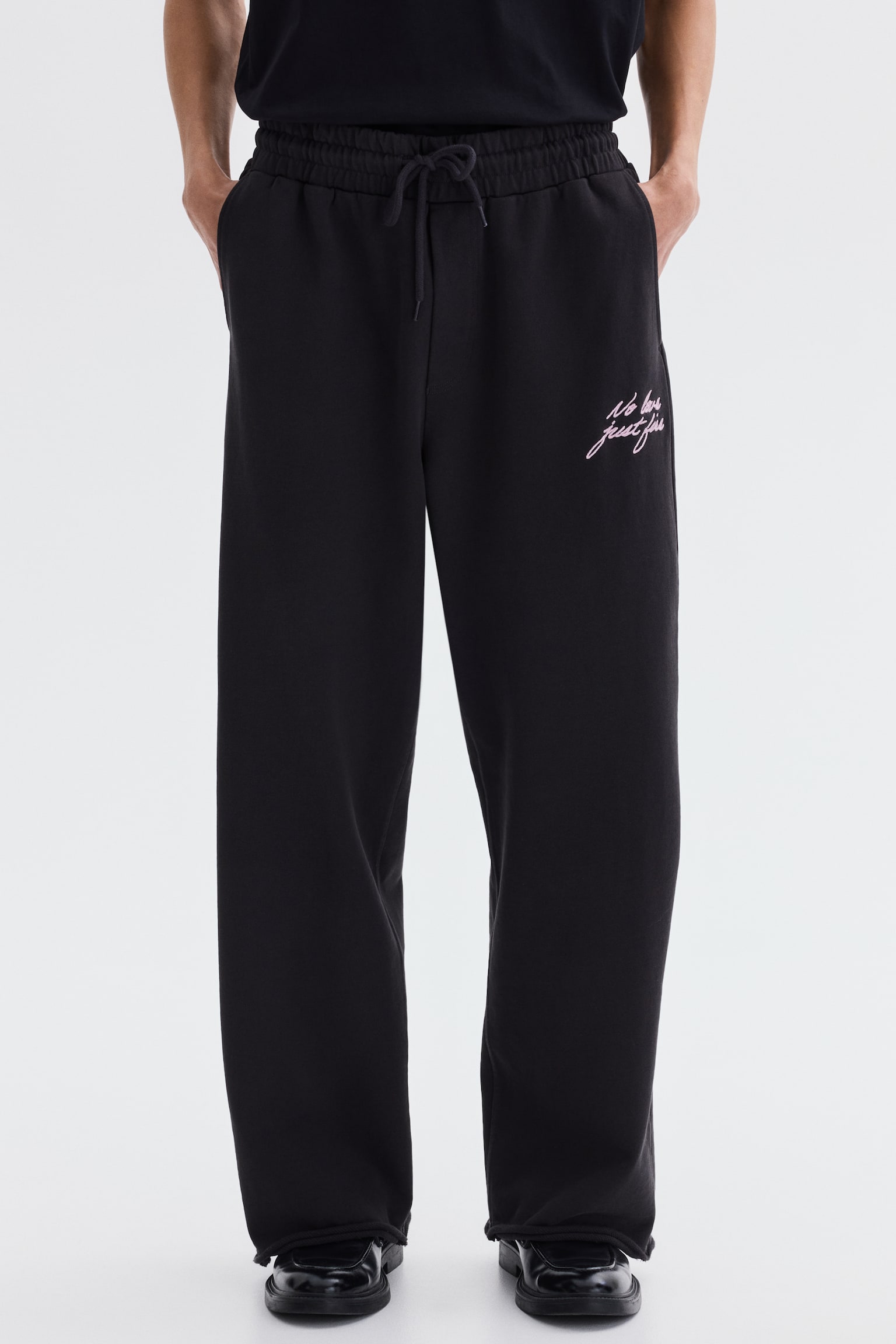 Relaxed Fit Cotton joggers - Black/No Love Just Fire/Pink/Just Love - 5
