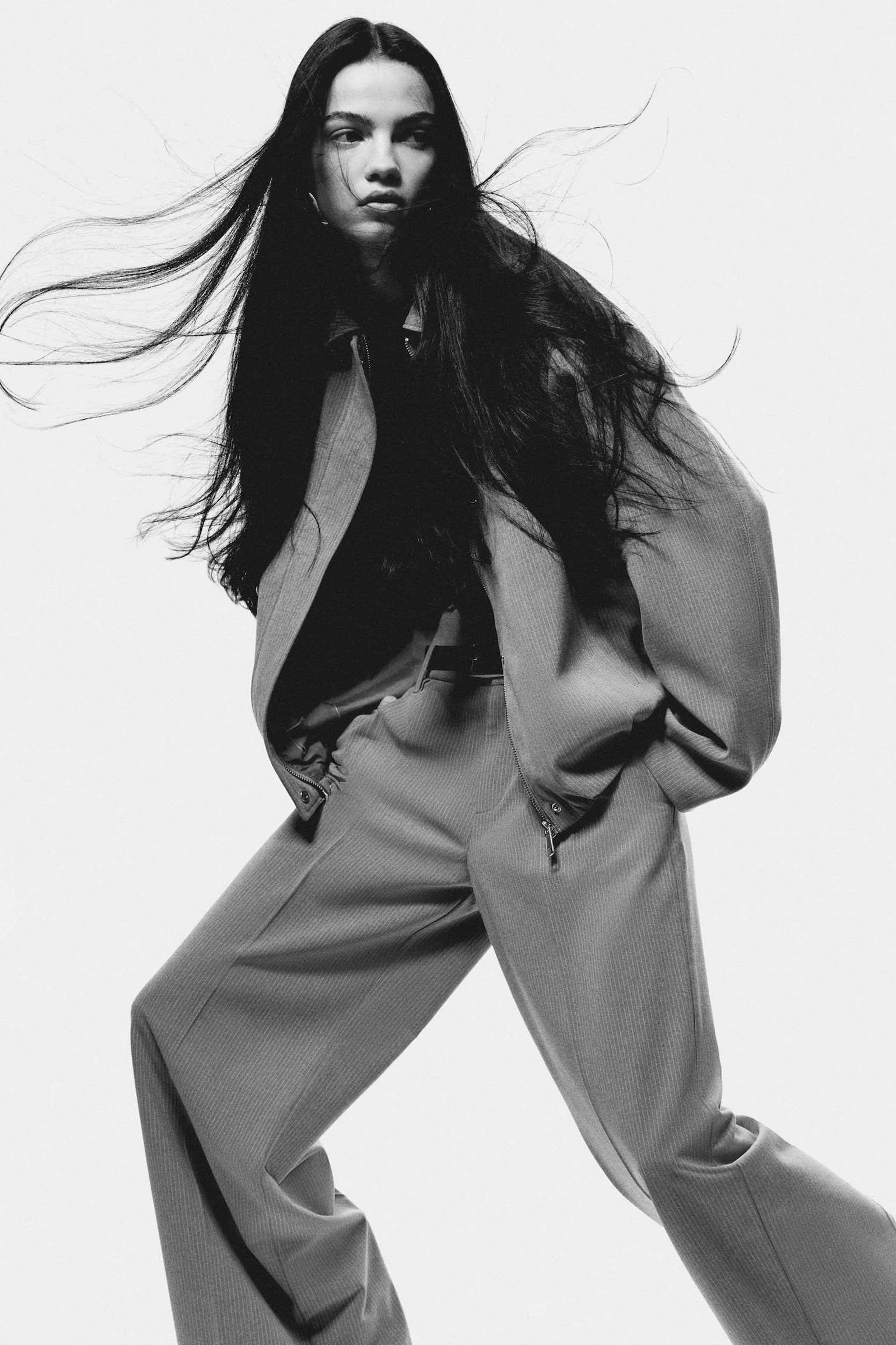 Wide tailored trousers - Light grey/Pinstriped/Grey/Pinstriped/Grey/Checked/Grey/Dark blue/Pinstriped - 1