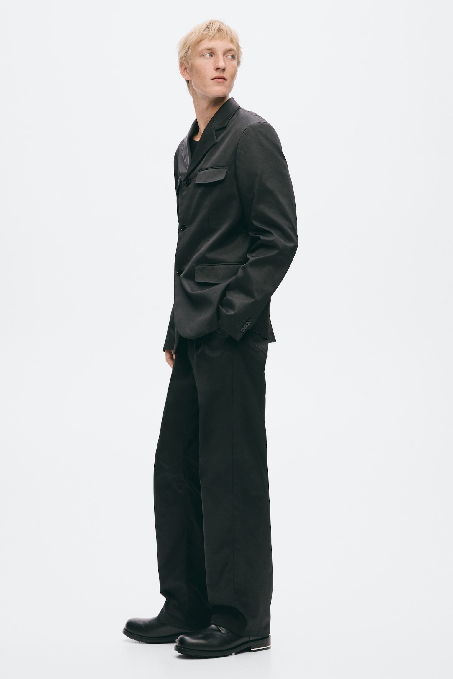 Мужские брюки H&M Slim-Fit Tailored Twill, цвет: Чёрный — фото 5