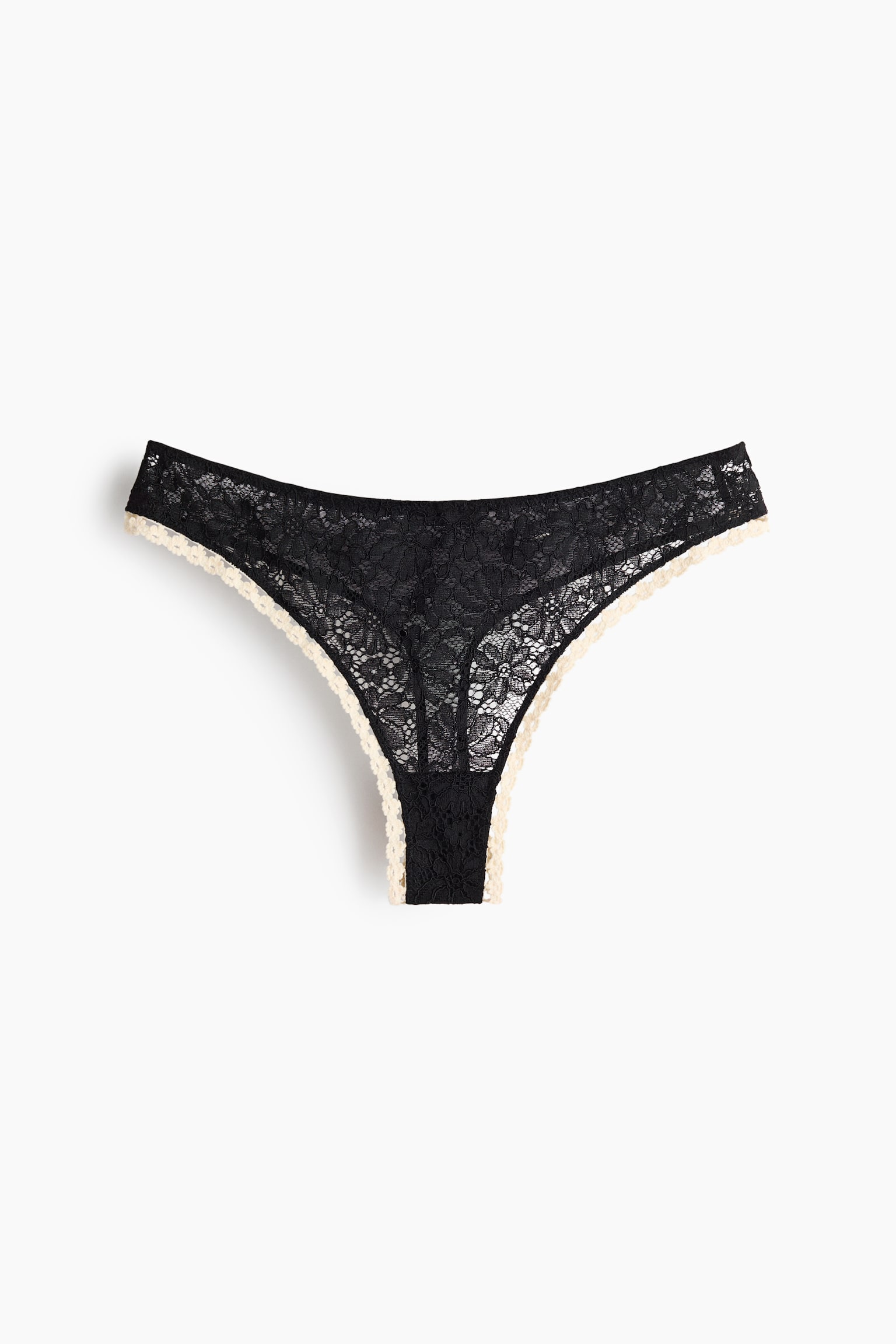 Lace thong briefs - Black/Cream - 1