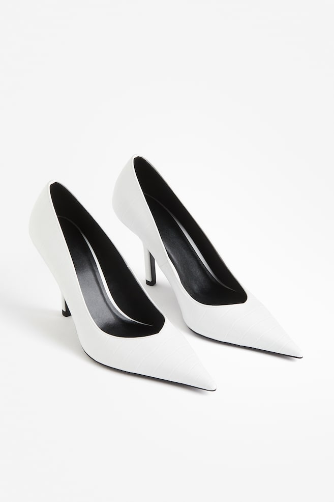 Court shoes - White/Crocodile-patterned/Black - 3