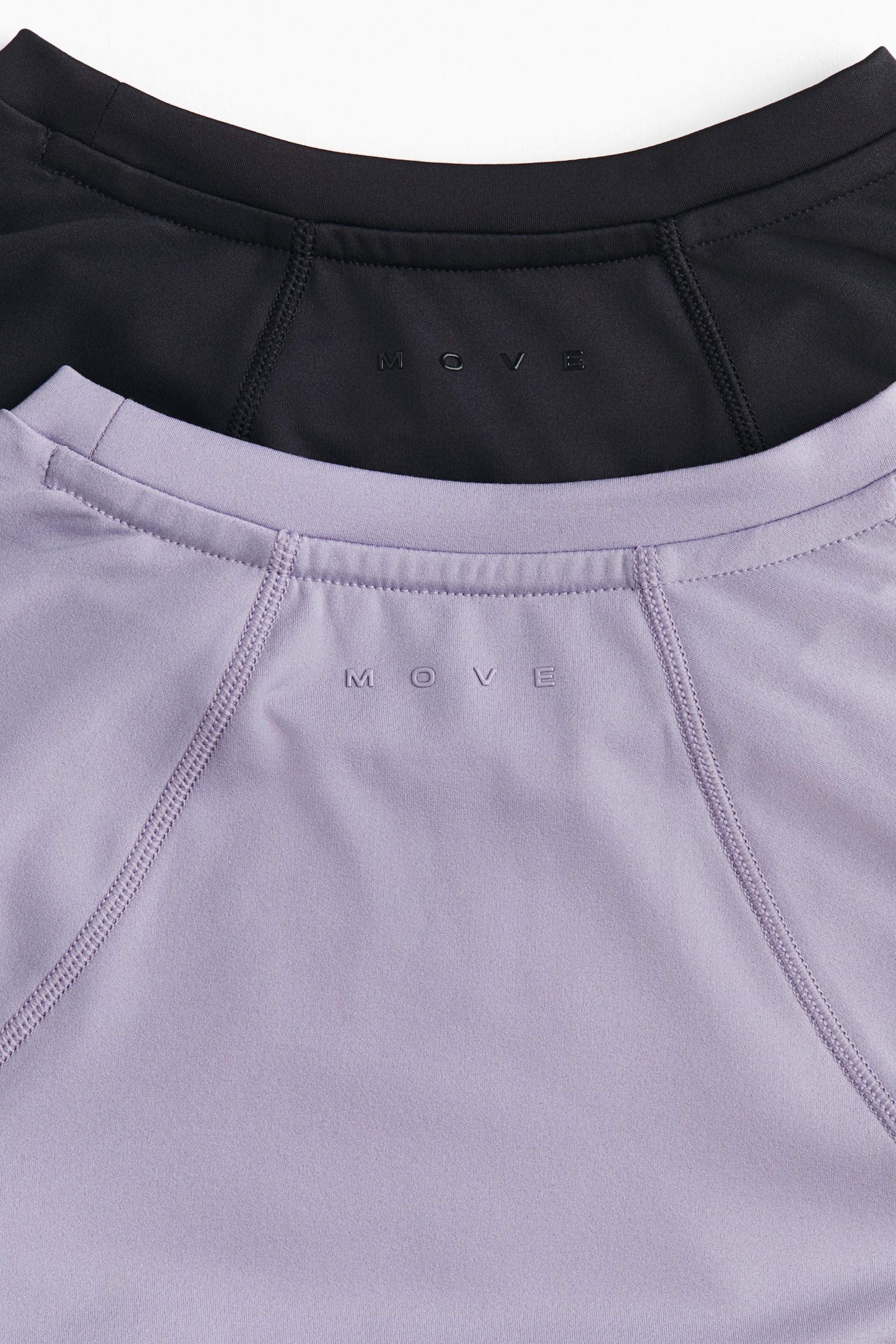 Детские рубашки H&M Move 2-Pack Sports Shirts with DryMove™, цвет: Пыльный сиреневый / Чёрный — фото 2