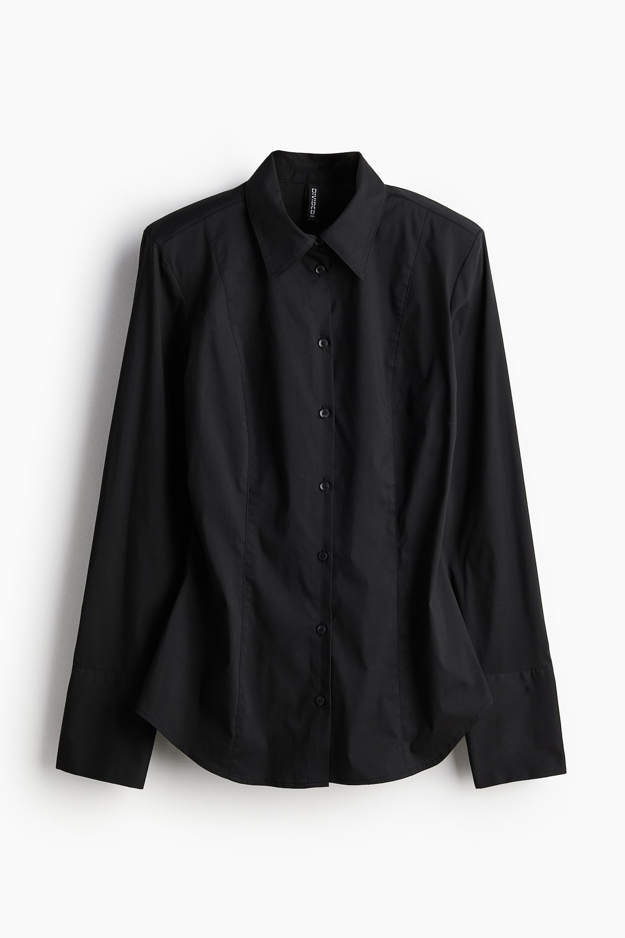 Tapered-Waist Shirt with Shoulder Pads - Long sleeve - Long 